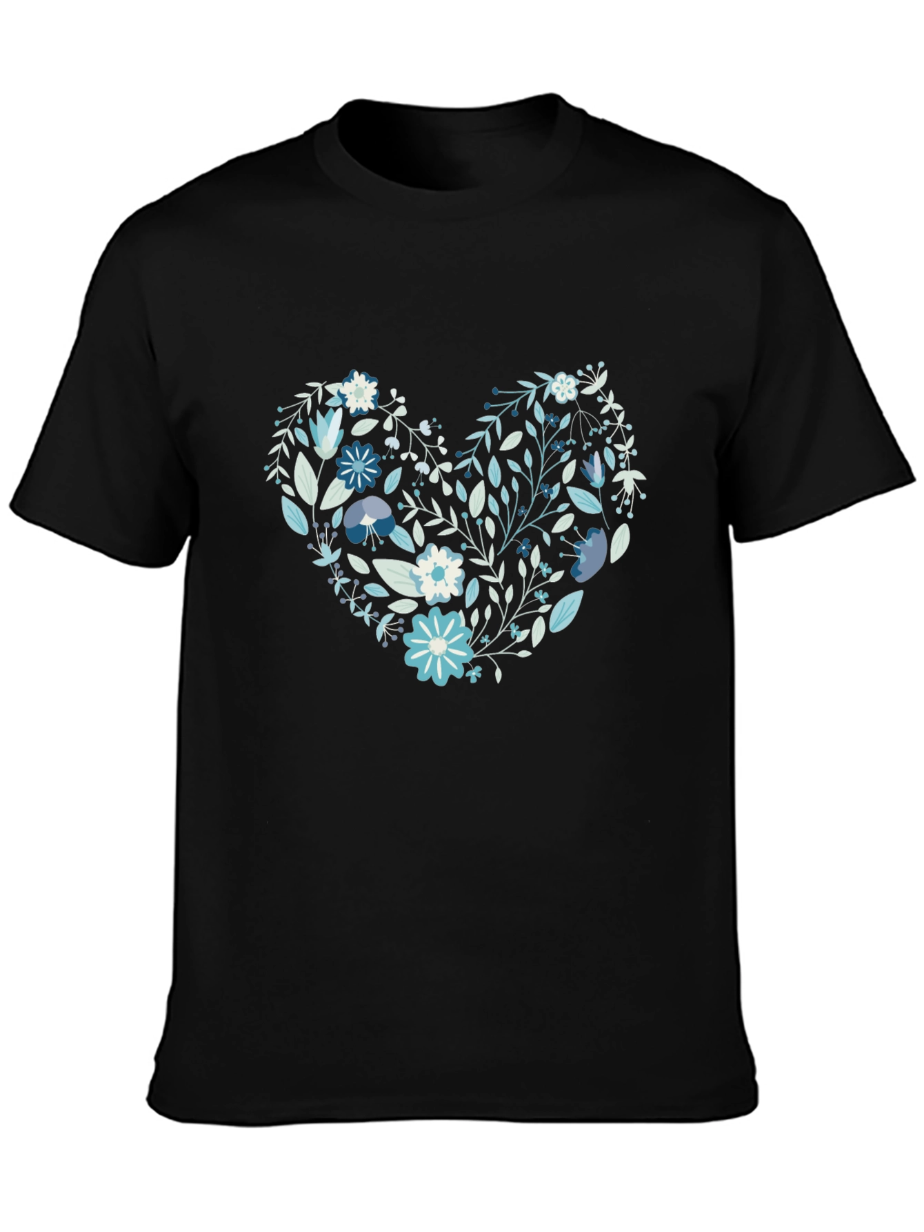 Floral Heart Tee - Black Graphic T-Shirt