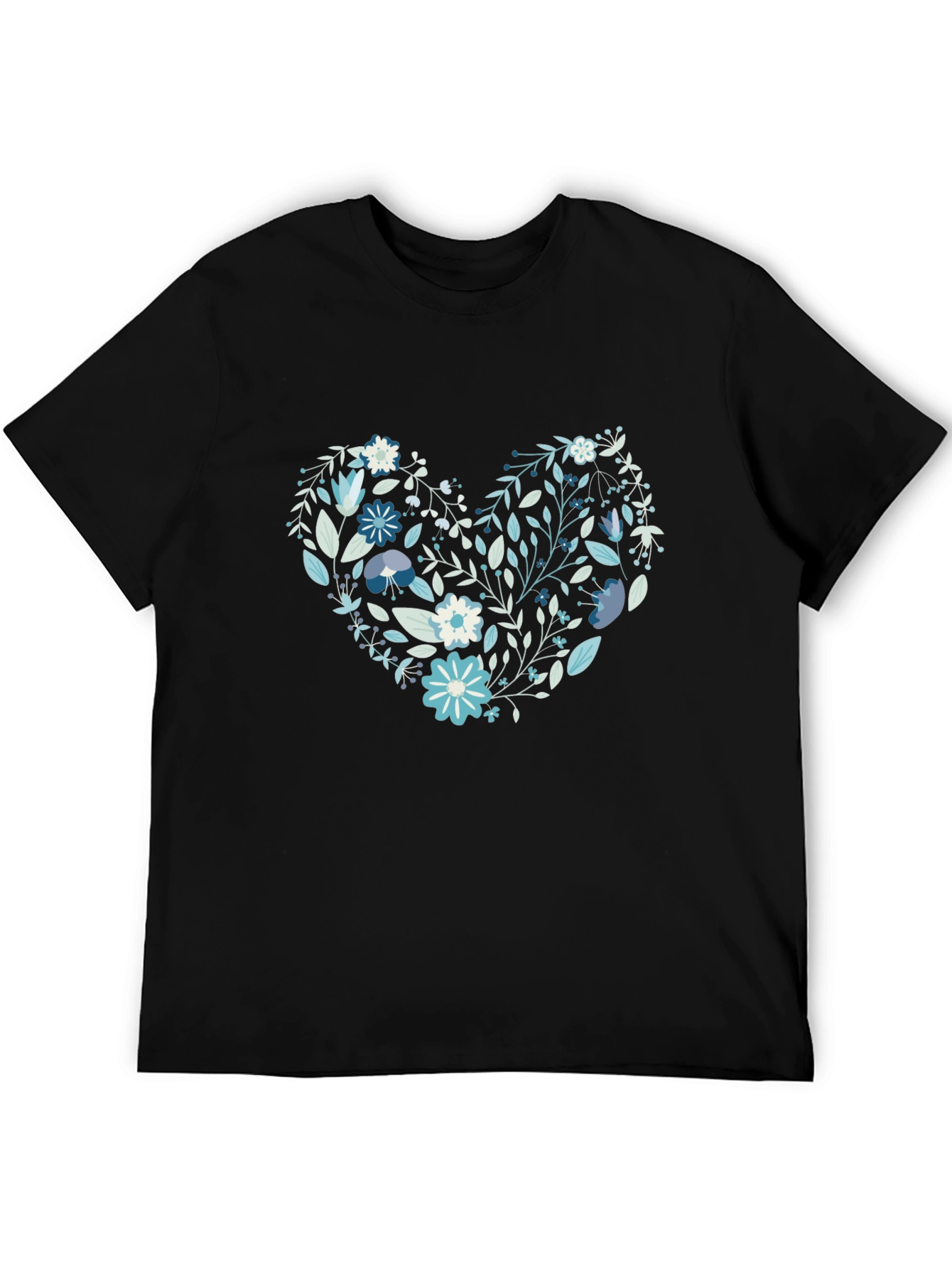 Floral Heart Tee - Black Graphic T-Shirt