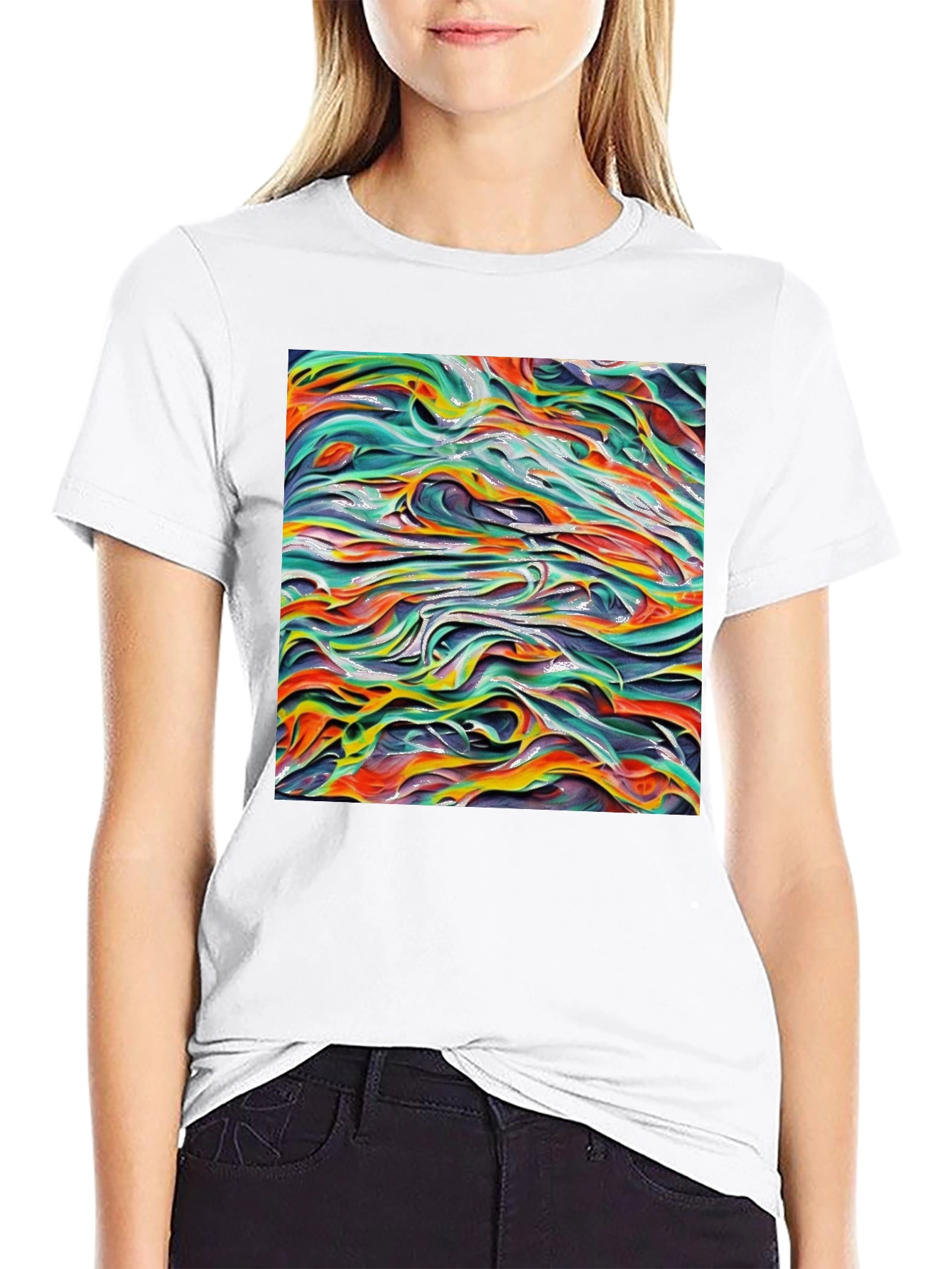 Abstract Wave Art Black T-Shirt