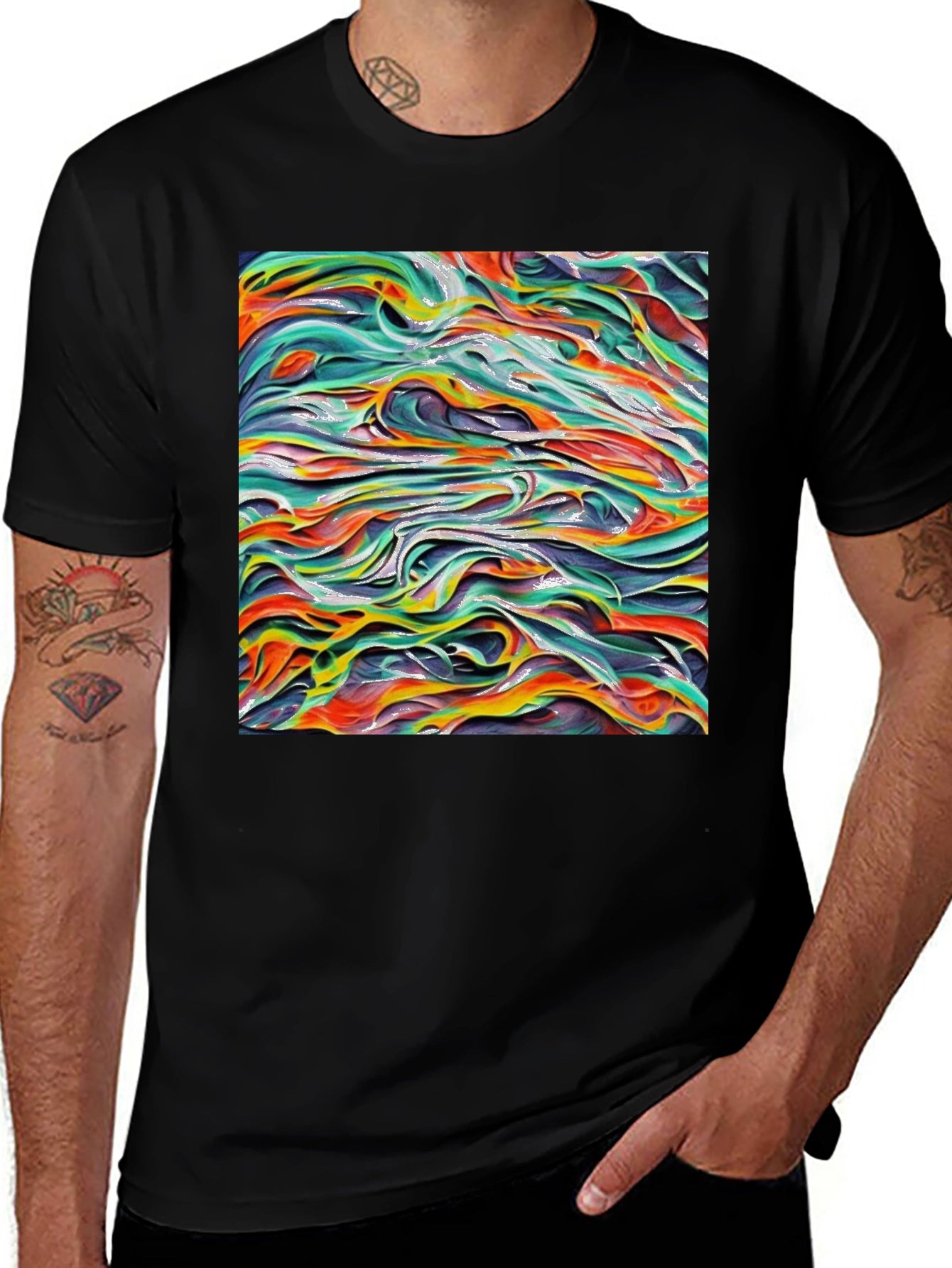 Abstract Wave Art Black T-Shirt