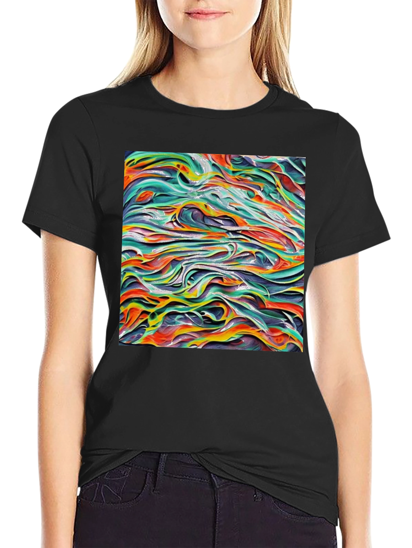 Abstract Wave Art Black T-Shirt