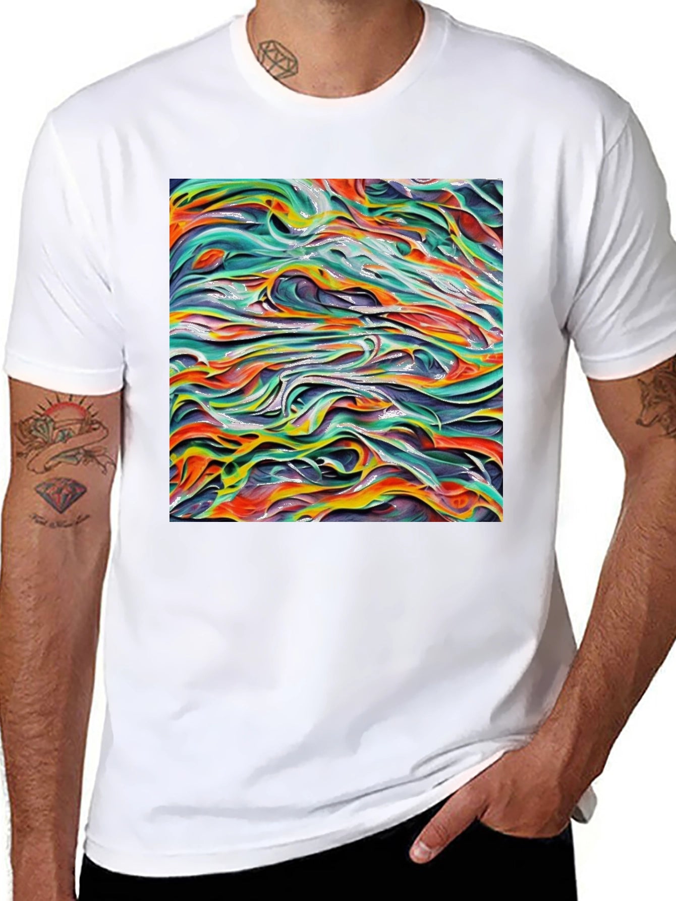 Abstract Wave Art Black T-Shirt