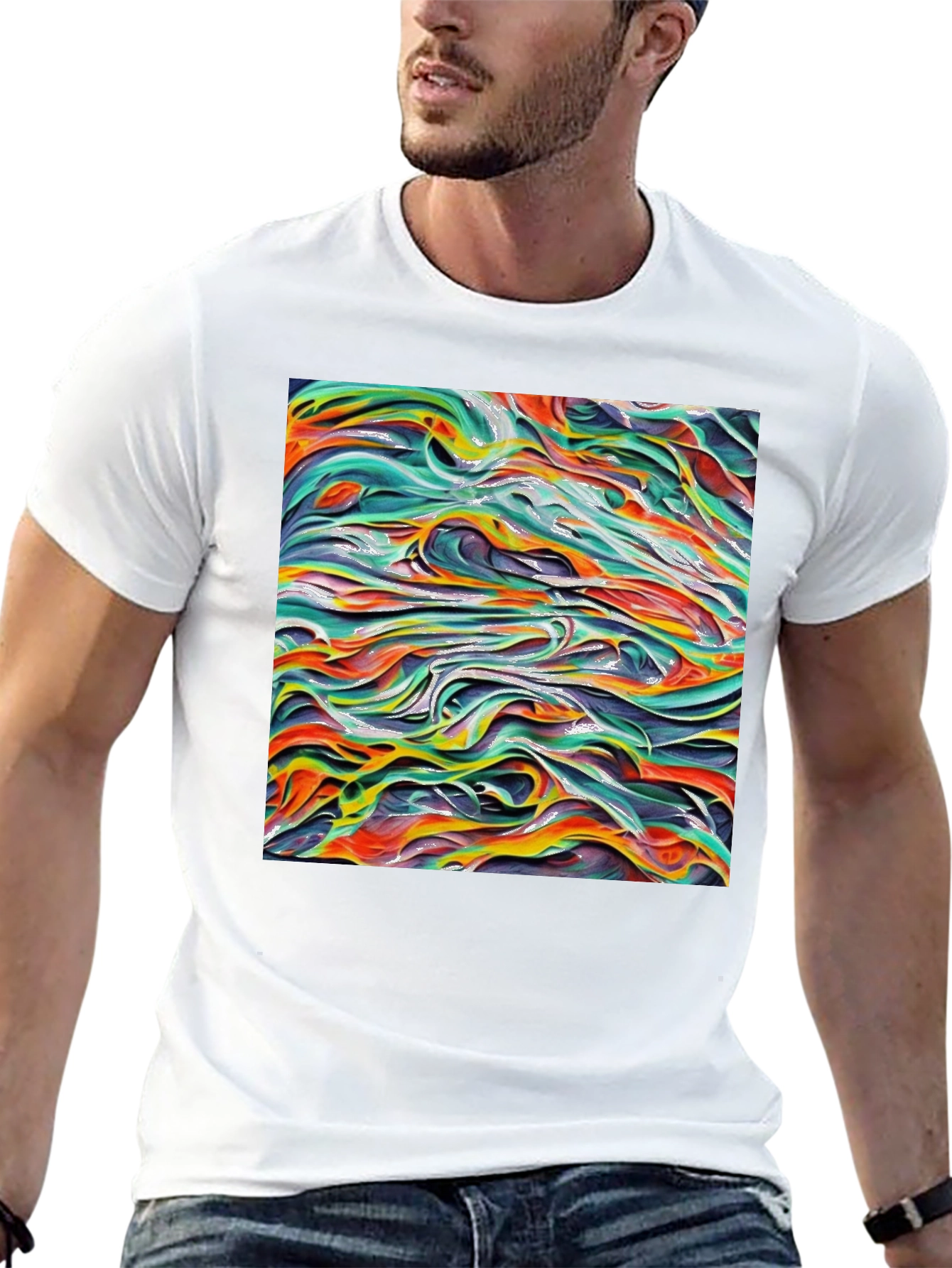 Abstract Wave Art Black T-Shirt