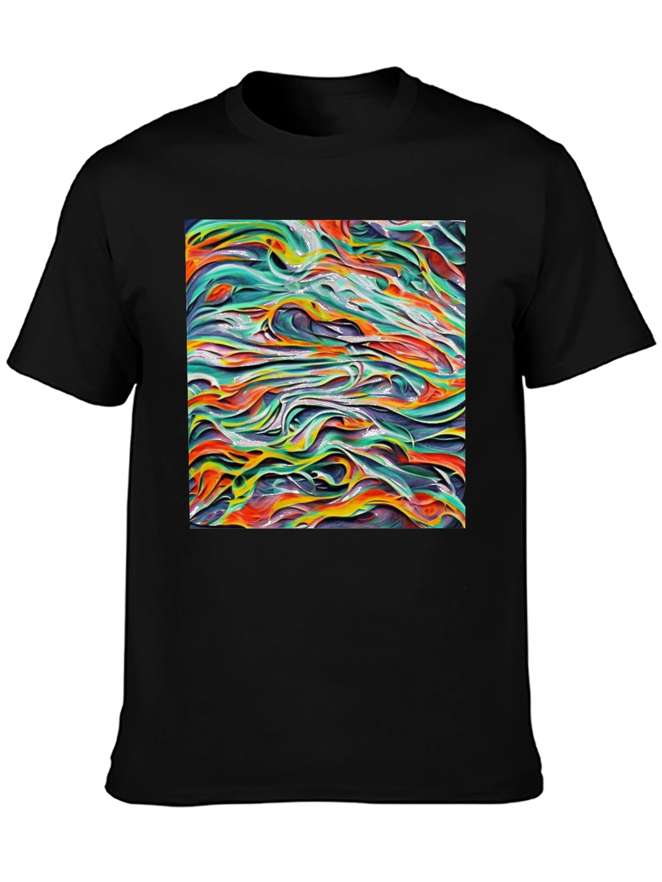 Abstract Wave Art Black T-Shirt