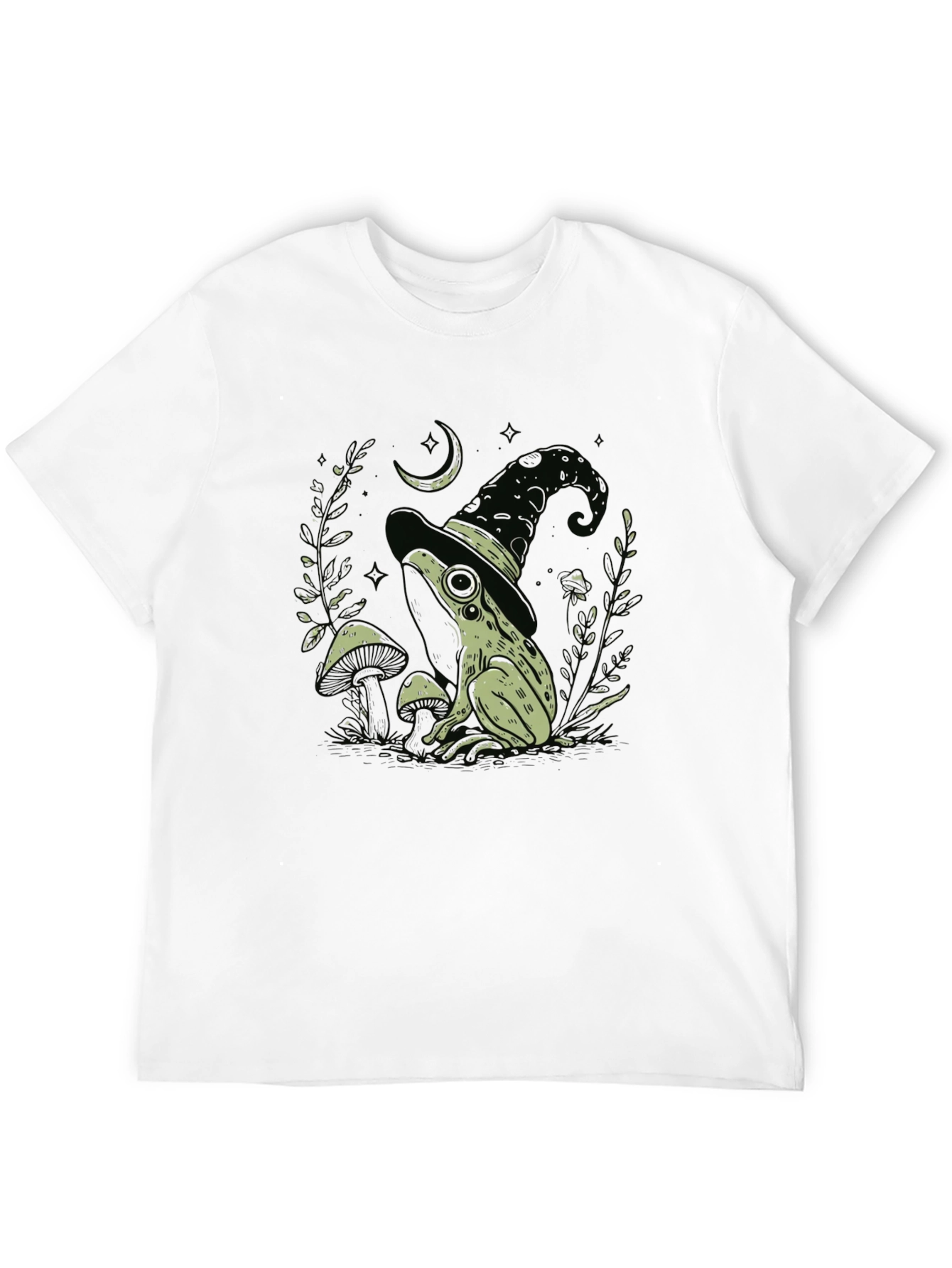 Witch Frog Graphic Tee - Black Cotton Blend T-Shirt