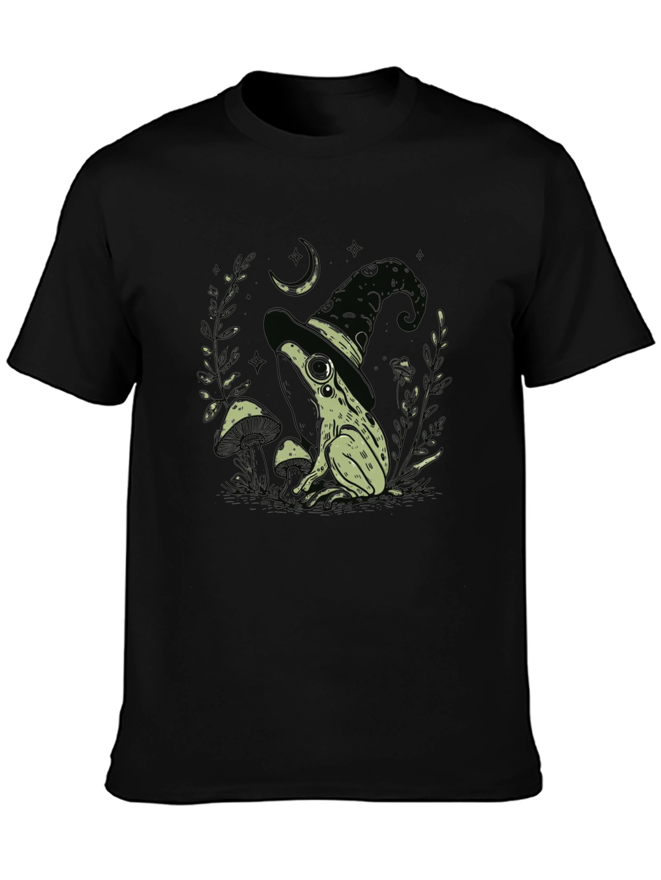 Witch Frog Graphic Tee - Black Cotton Blend T-Shirt