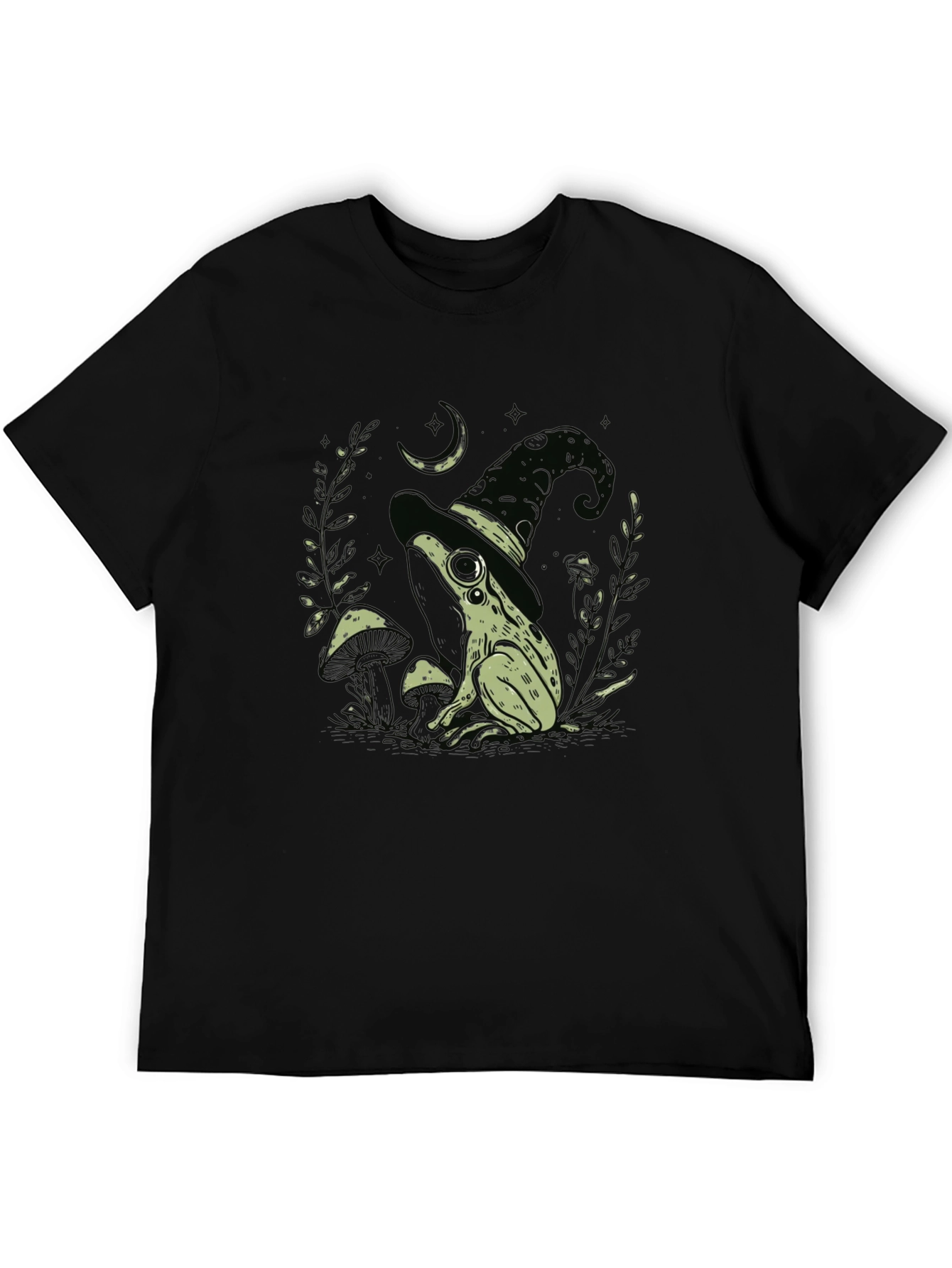Witch Frog Graphic Tee - Black Cotton Blend T-Shirt