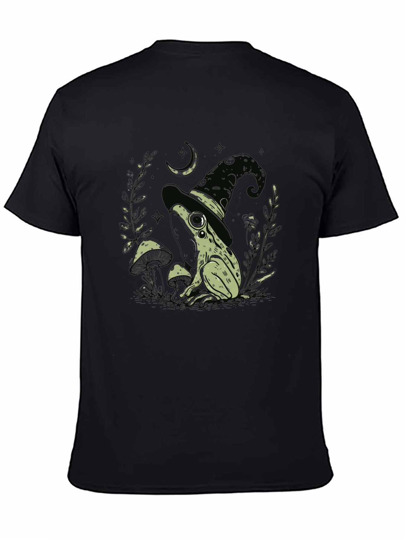 Witch Frog Graphic Tee - Black Cotton Blend T-Shirt