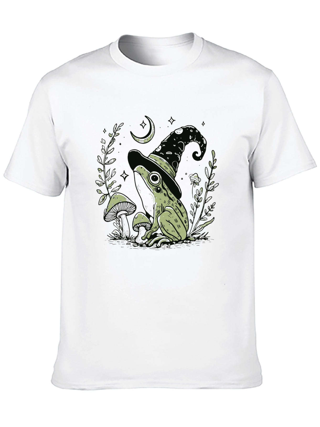 Witch Frog Graphic Tee - Black Cotton Blend T-Shirt