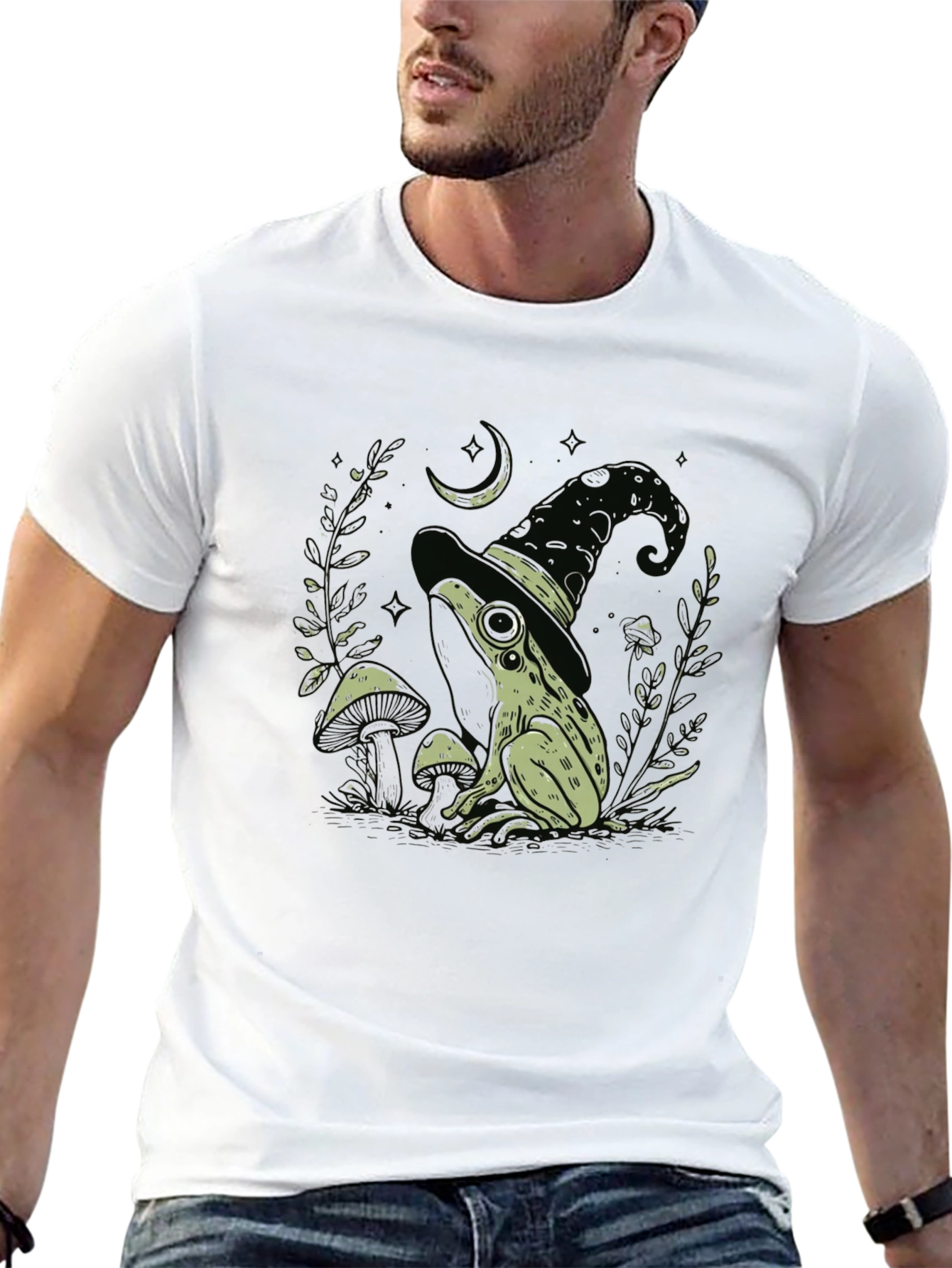 Witch Frog Graphic Tee - Black Cotton Blend T-Shirt
