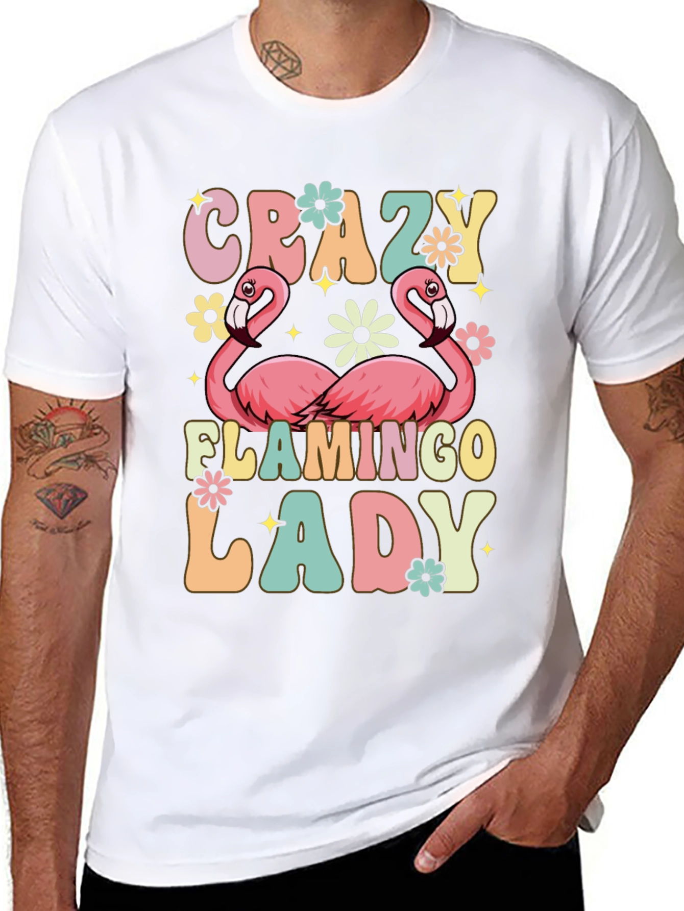Crazy Flamingo Lady Graphic Tee