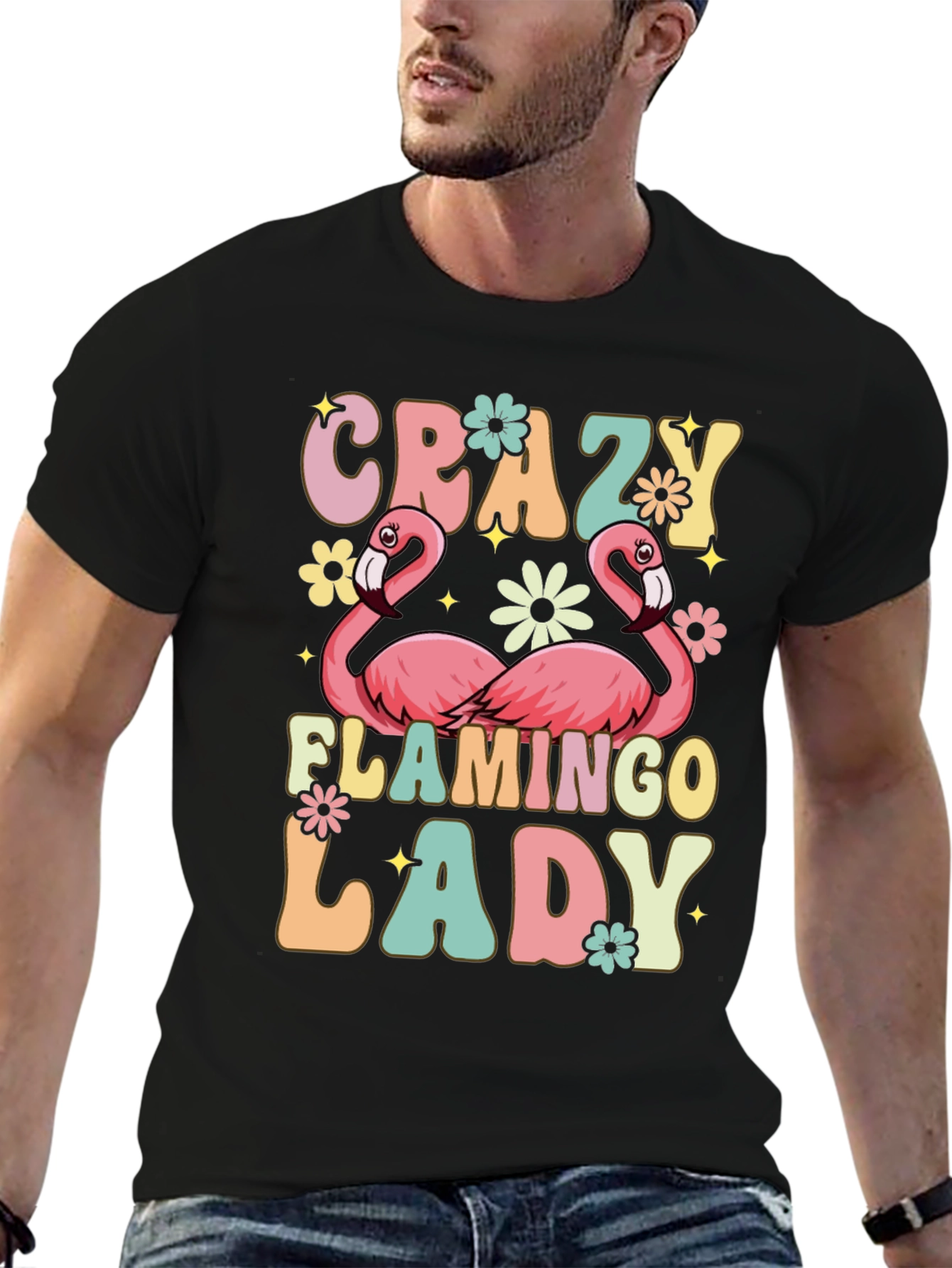 Crazy Flamingo Lady Graphic Tee