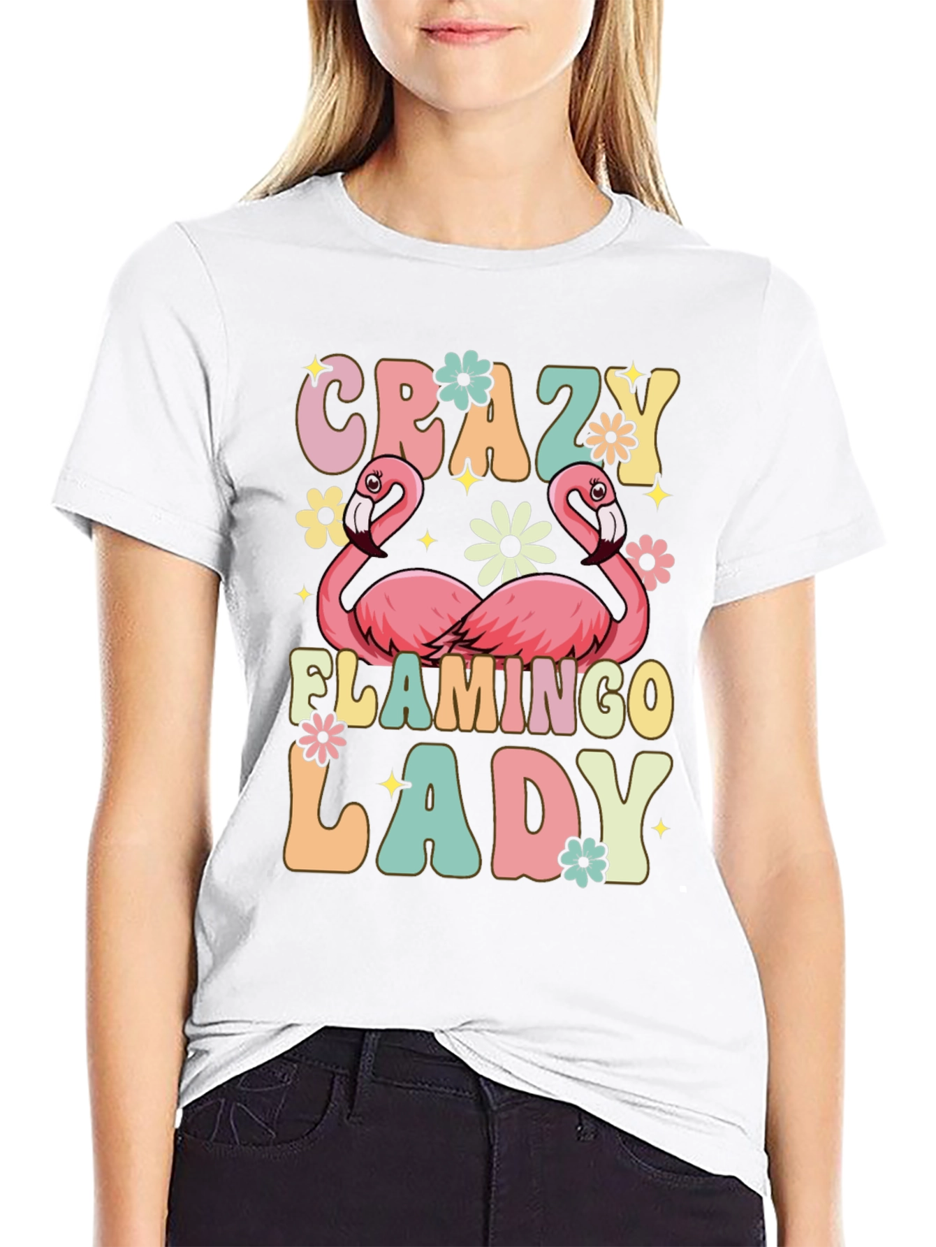 Crazy Flamingo Lady Graphic Tee