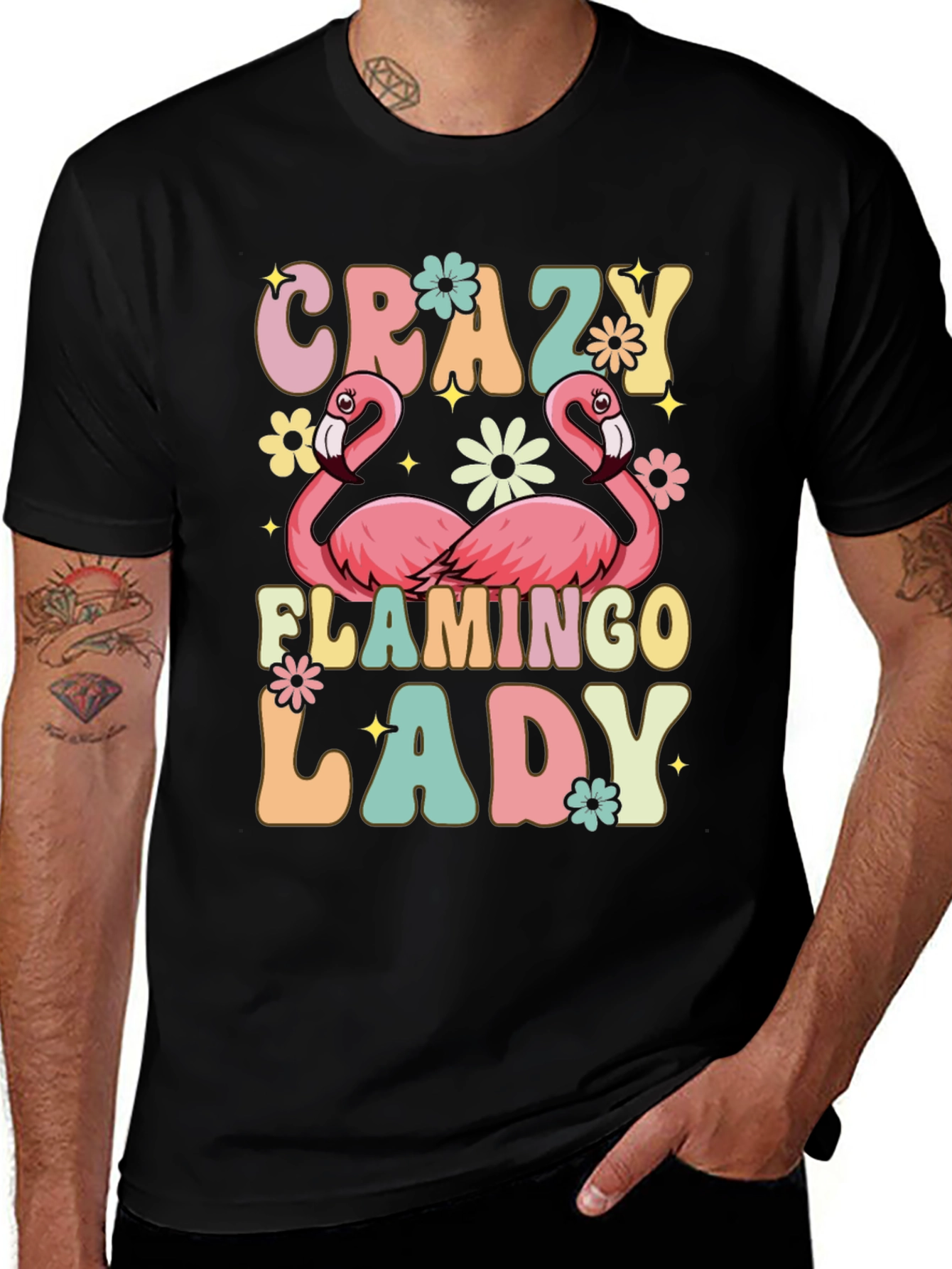Crazy Flamingo Lady Graphic Tee