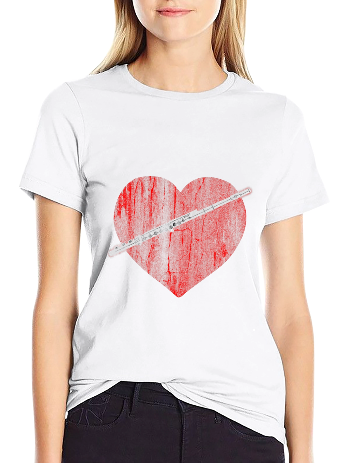 Flute Heart Graphic Tee - Music Lover Shirt