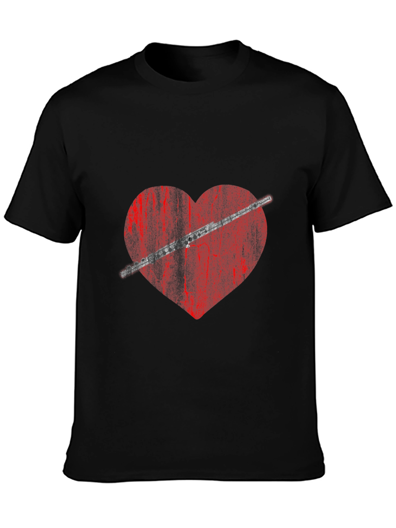 Flute Heart Graphic Tee - Music Lover Shirt