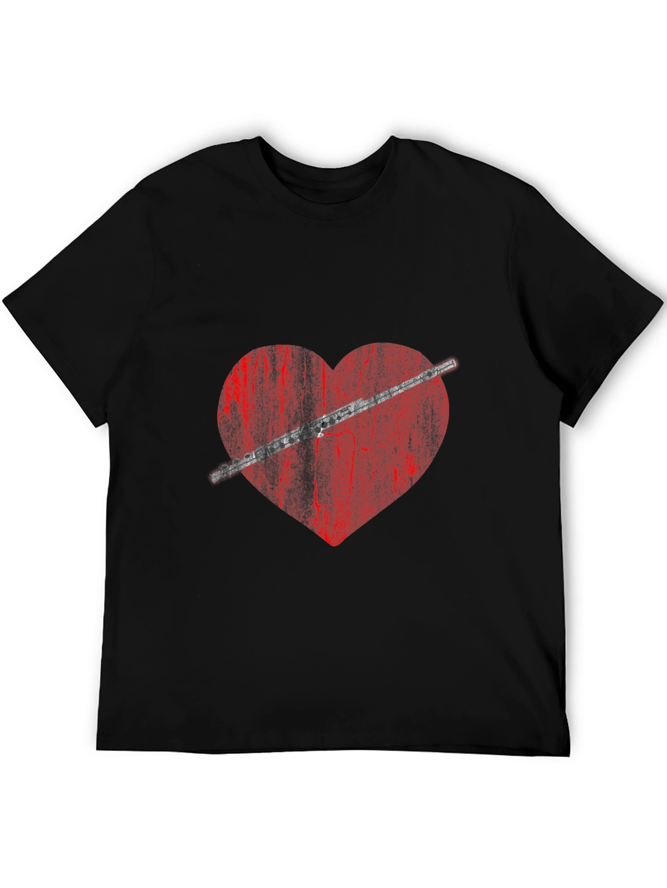 Flute Heart Graphic Tee - Music Lover Shirt