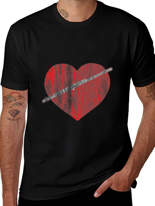 Flute Heart Graphic Tee - Music Lover Shirt