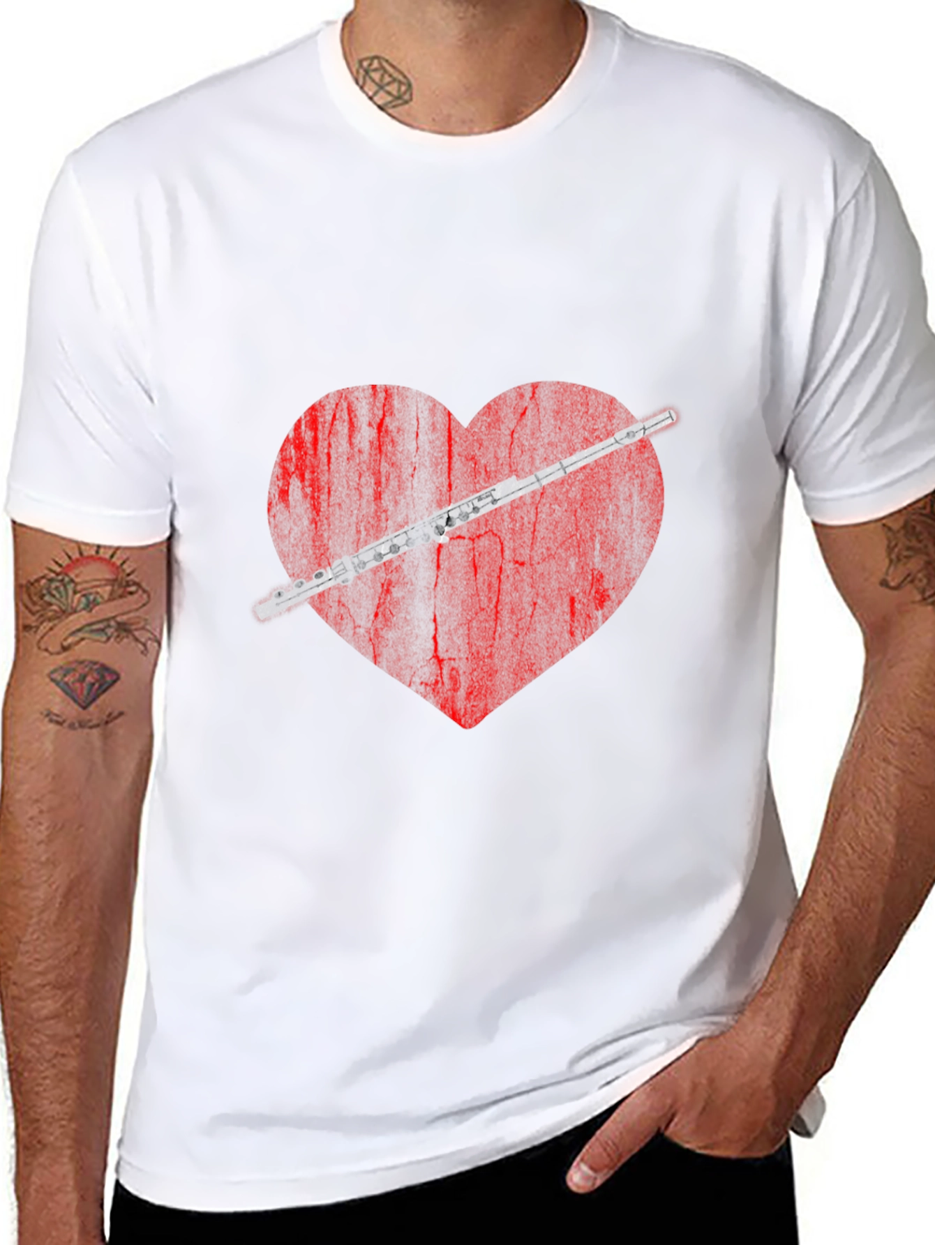 Flute Heart Graphic Tee - Music Lover Shirt