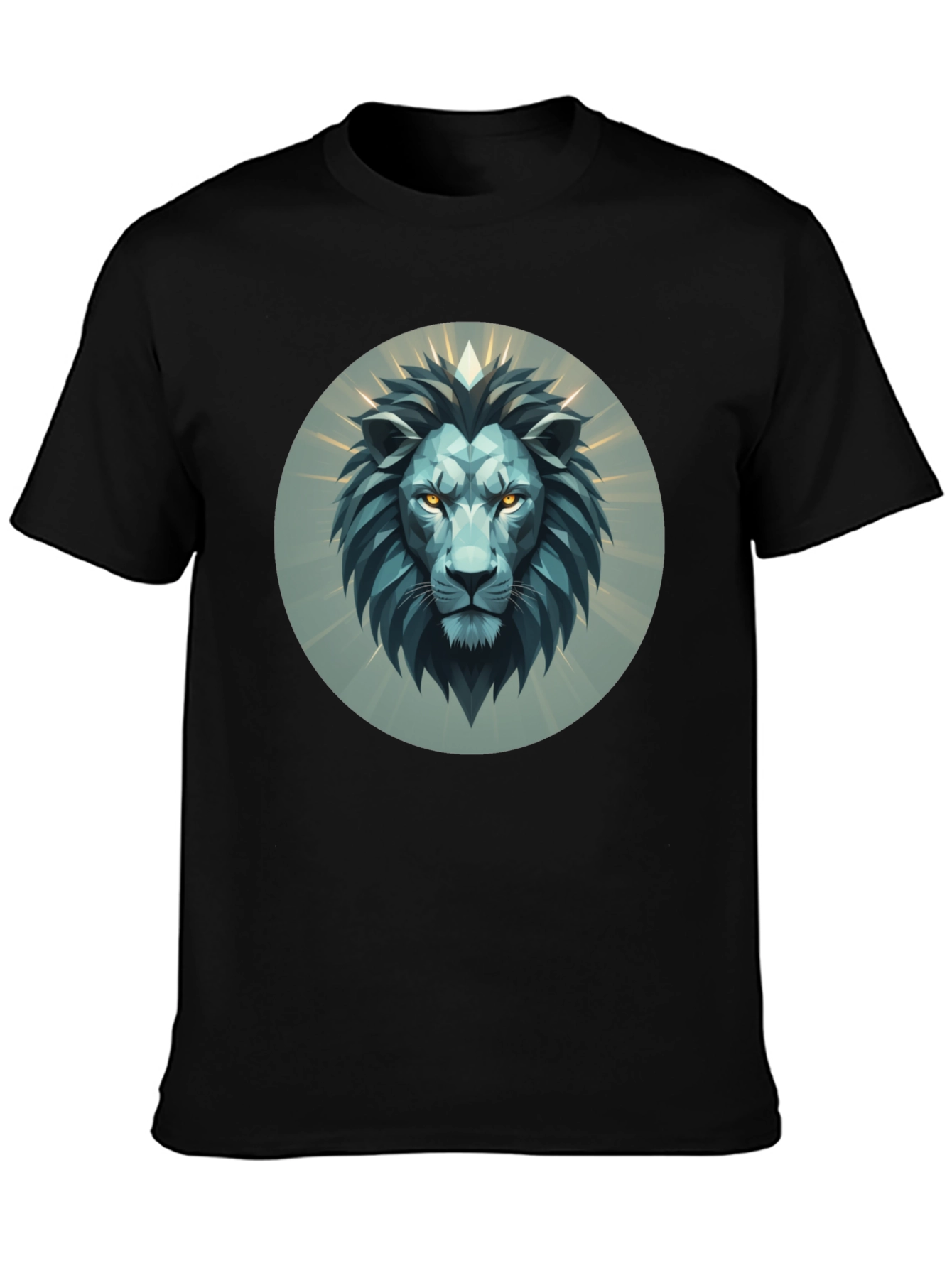 Geometric Lion Head Graphic Tee - Modern Design