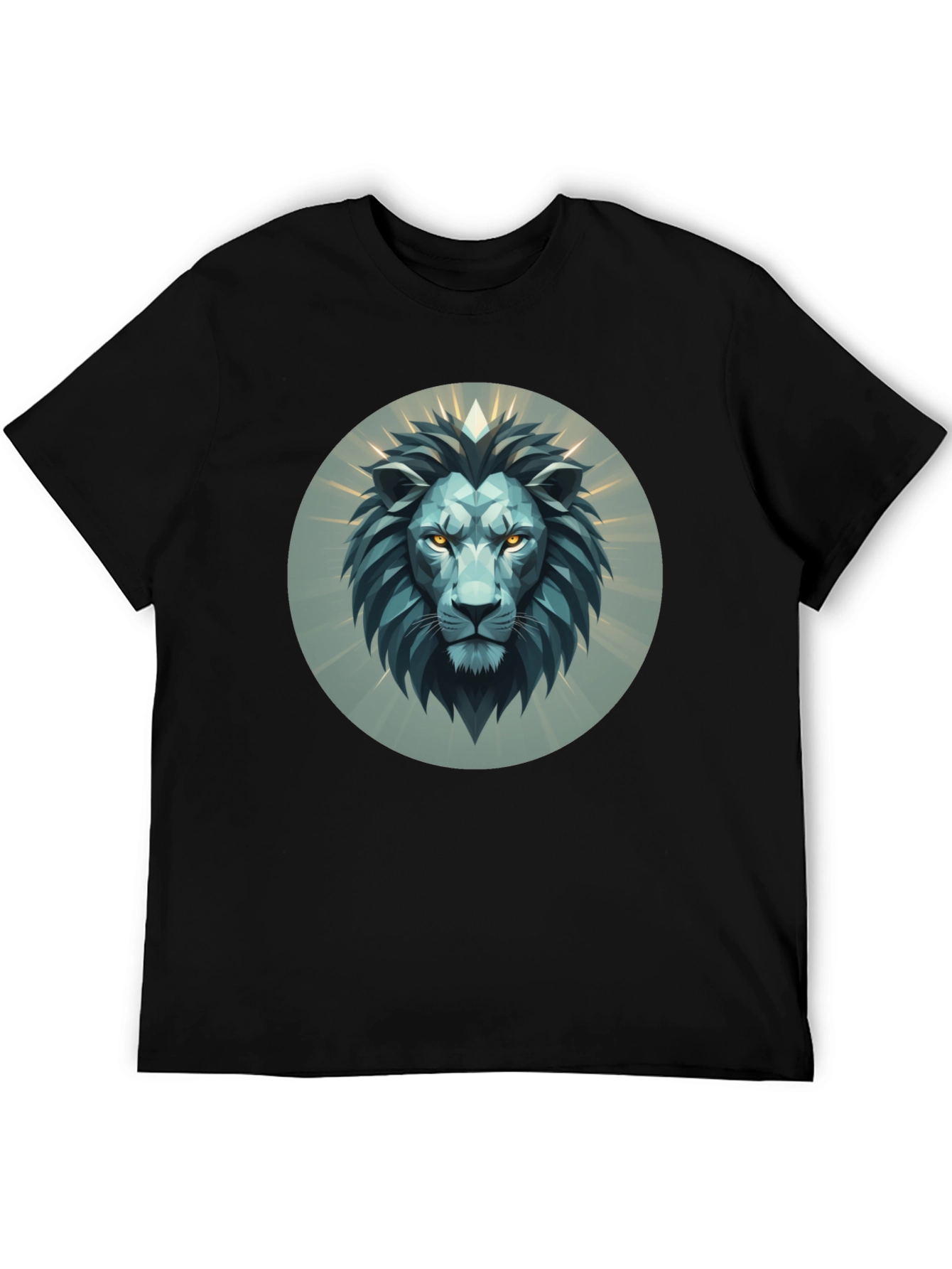 Geometric Lion Head Graphic Tee - Modern Design