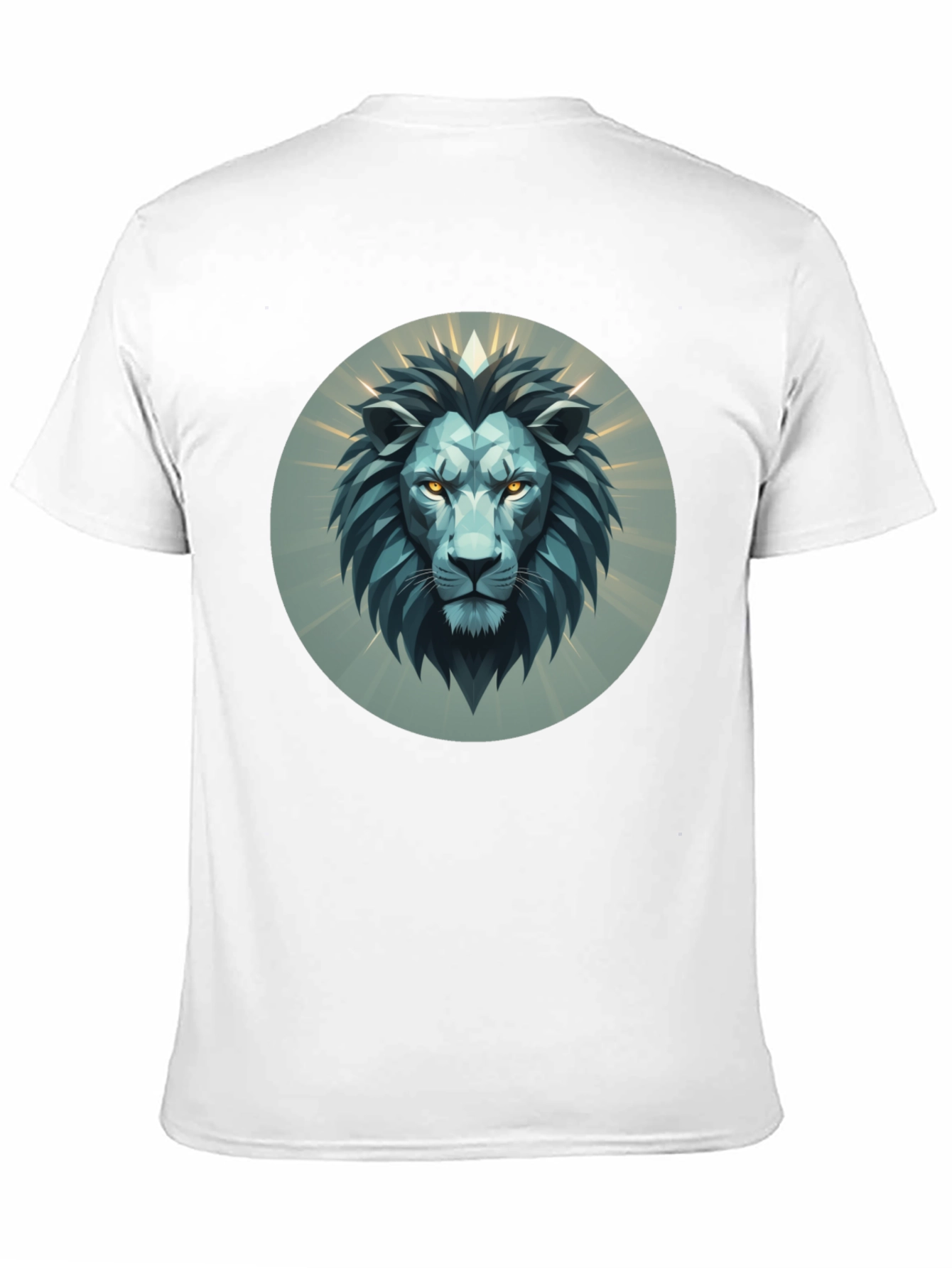 Geometric Lion Head Graphic Tee - Modern Design
