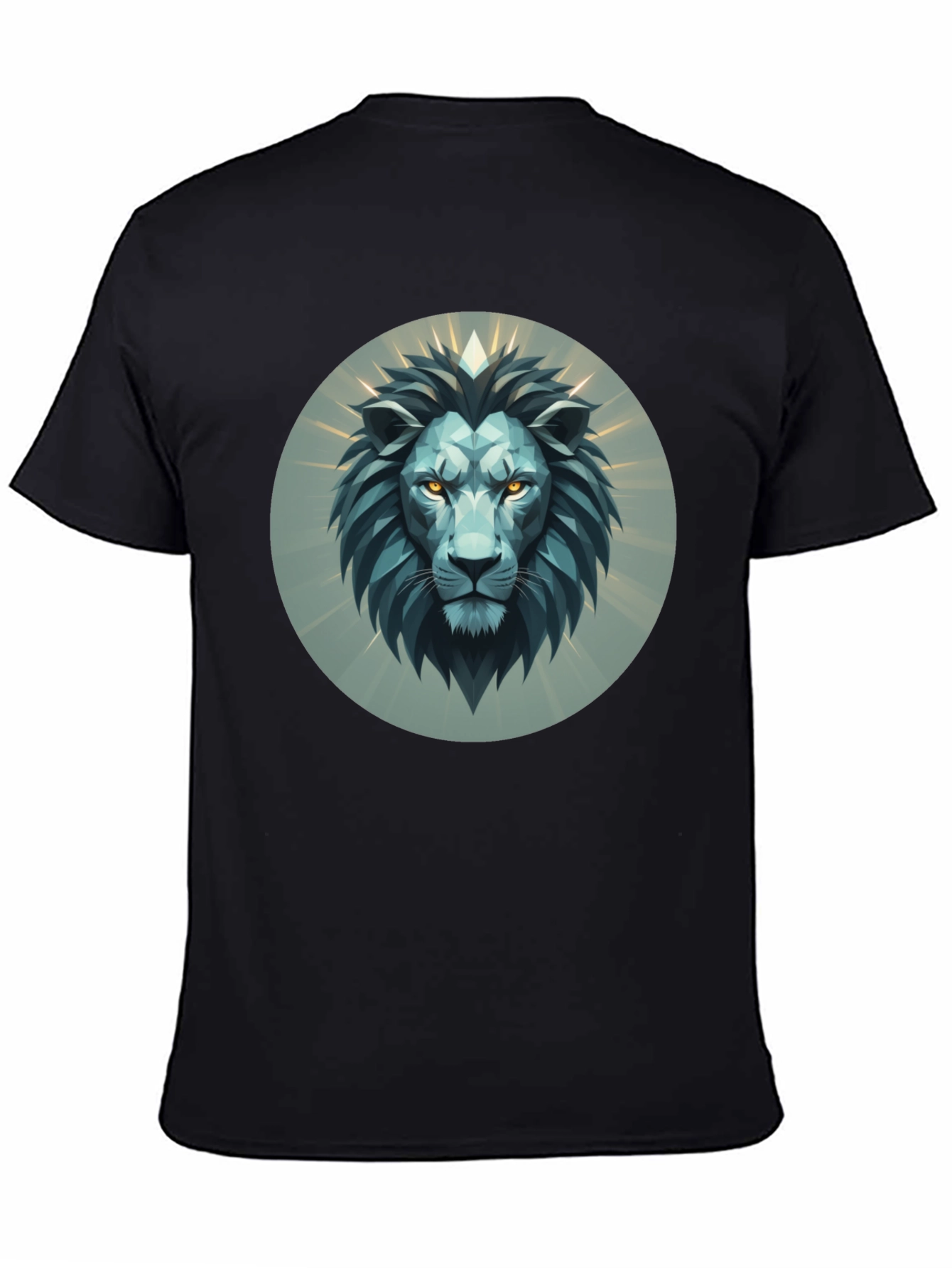 Geometric Lion Head Graphic Tee - Modern Design