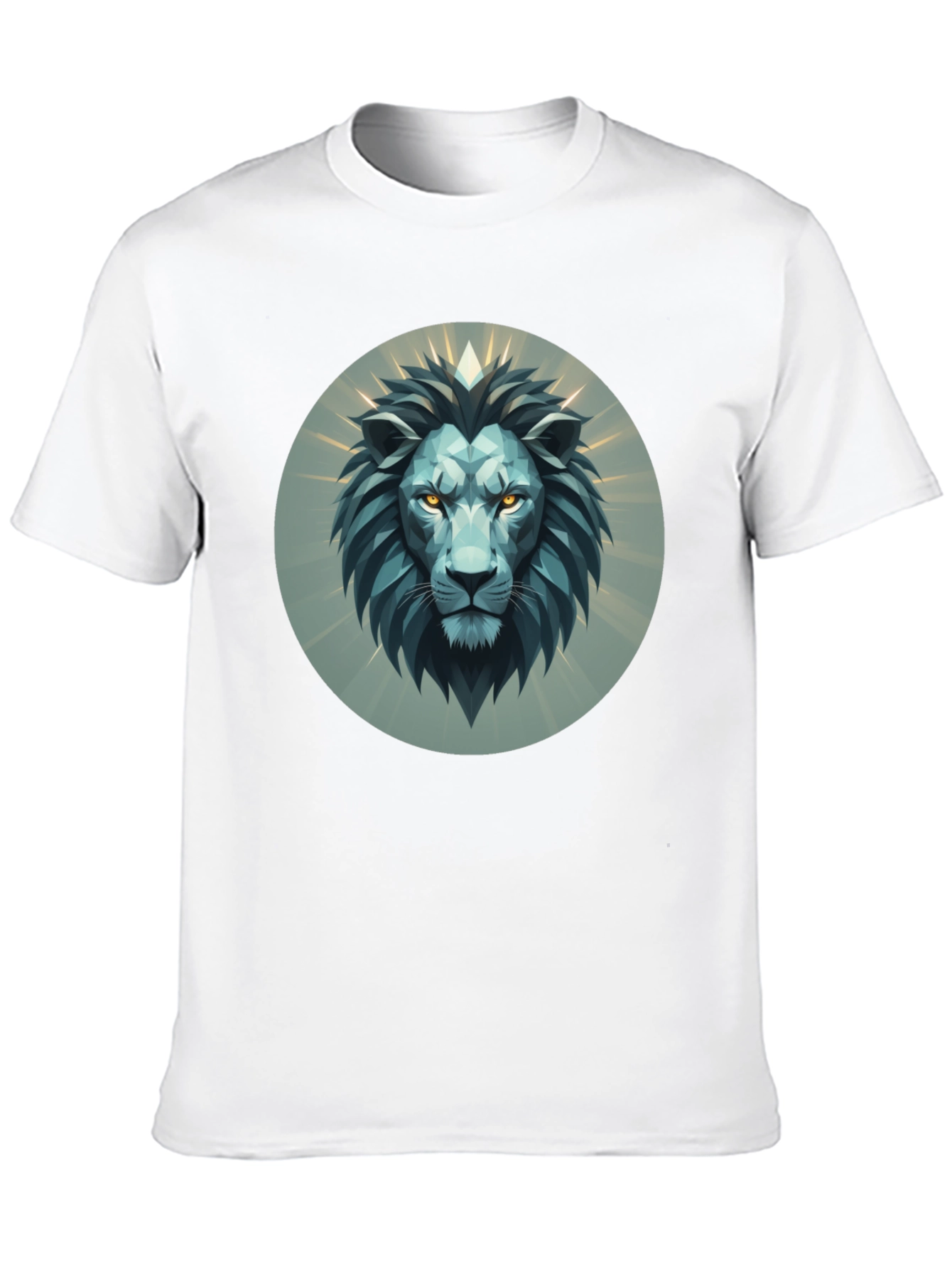 Geometric Lion Head Graphic Tee - Modern Design