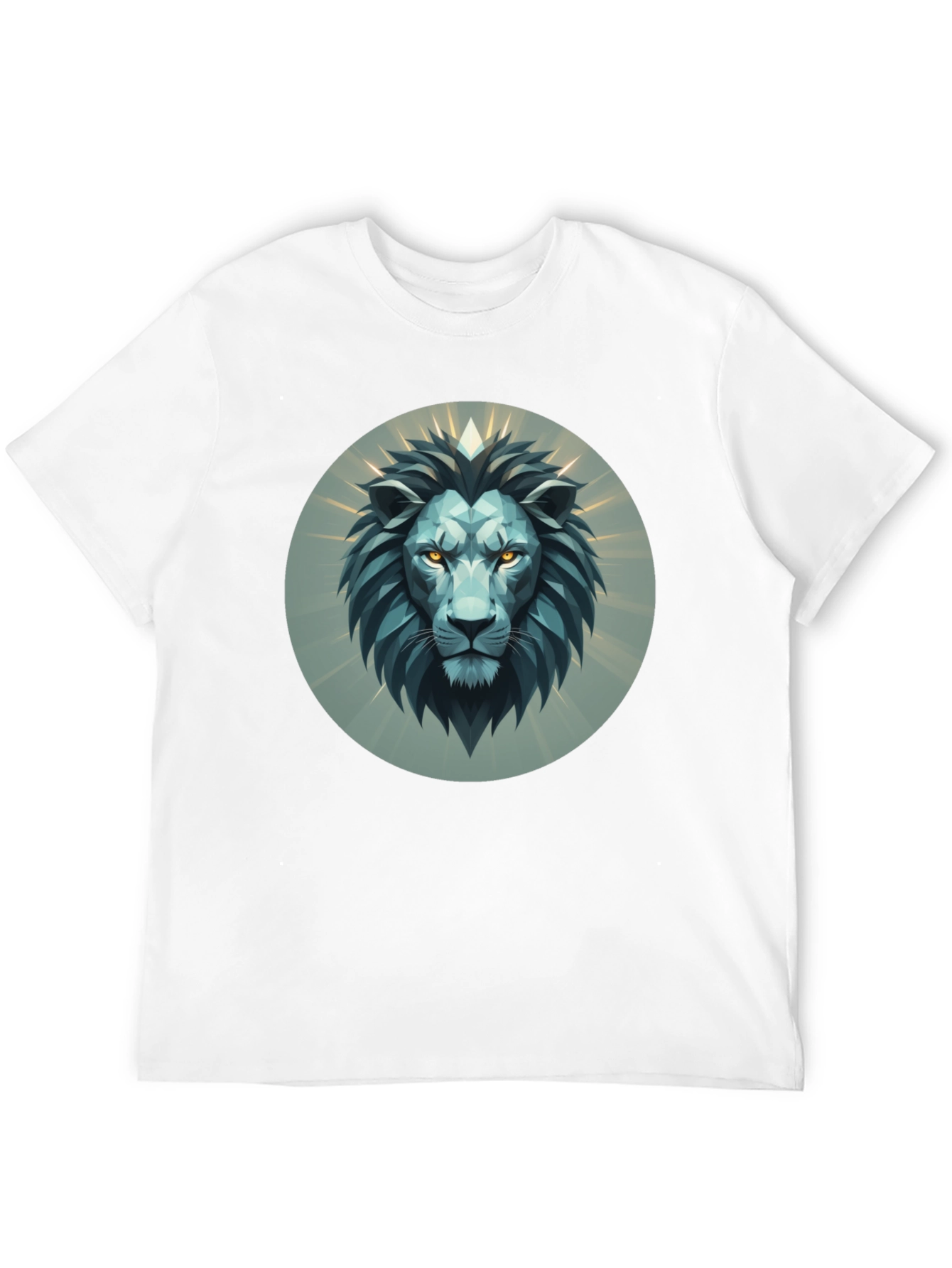 Geometric Lion Head Graphic Tee - Modern Design