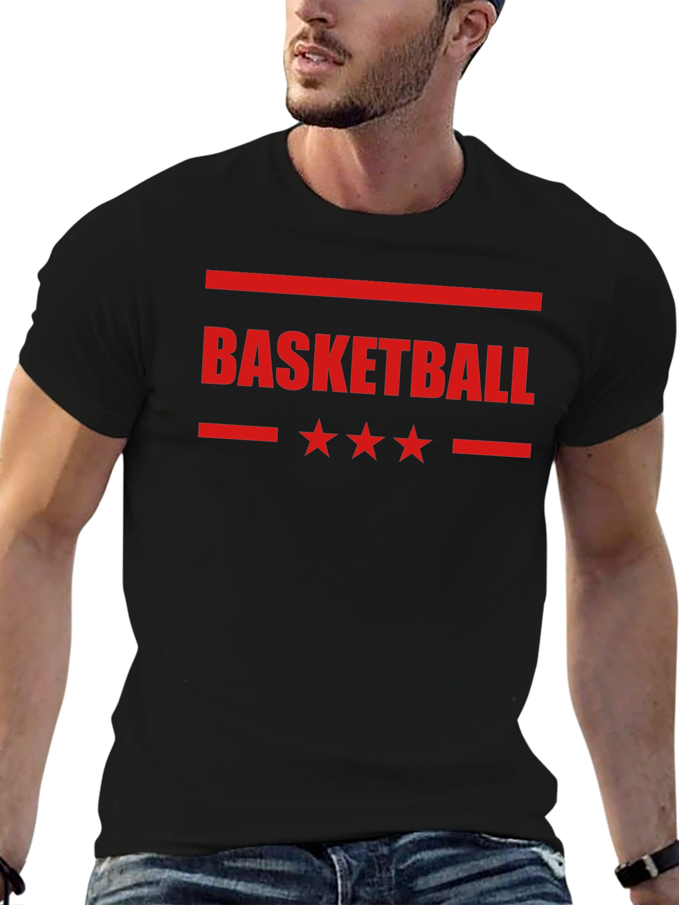 Basketball Graphic Print Black T-Shirt