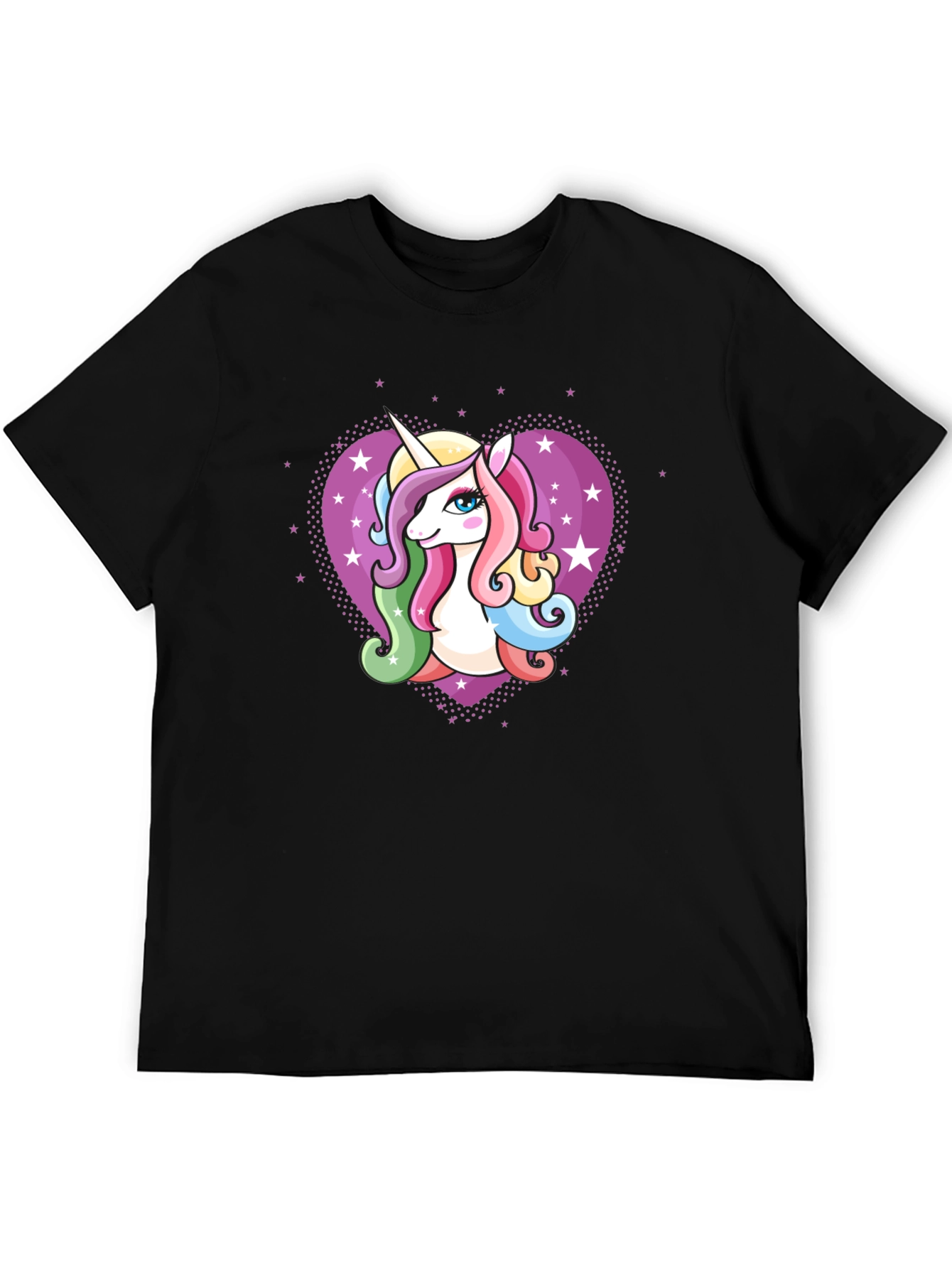 Unicorn Heart Graphic Black T-Shirt