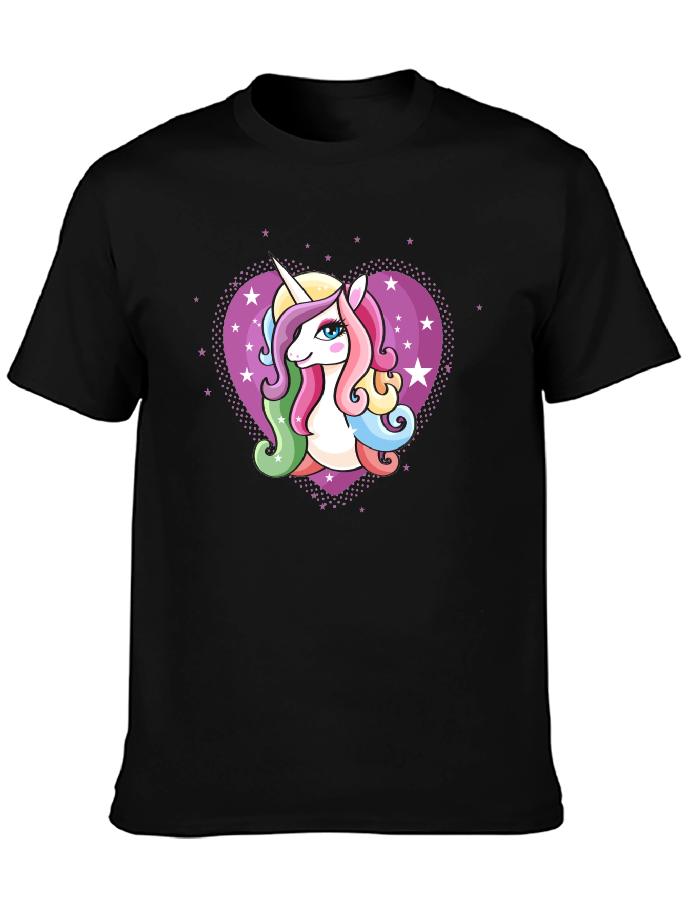 Unicorn Heart Graphic Black T-Shirt