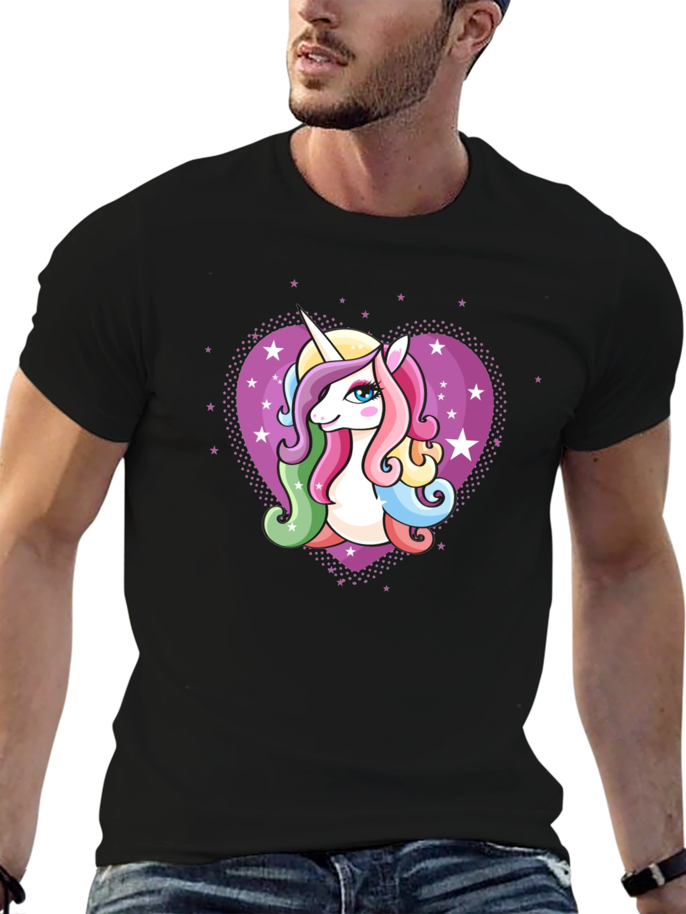Unicorn Heart Graphic Black T-Shirt