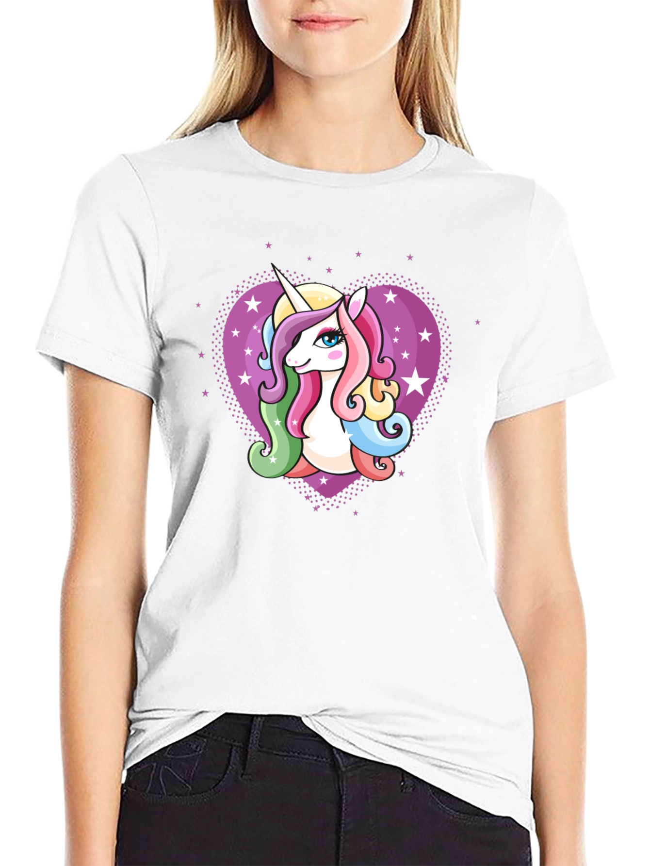 Unicorn Heart Graphic Black T-Shirt