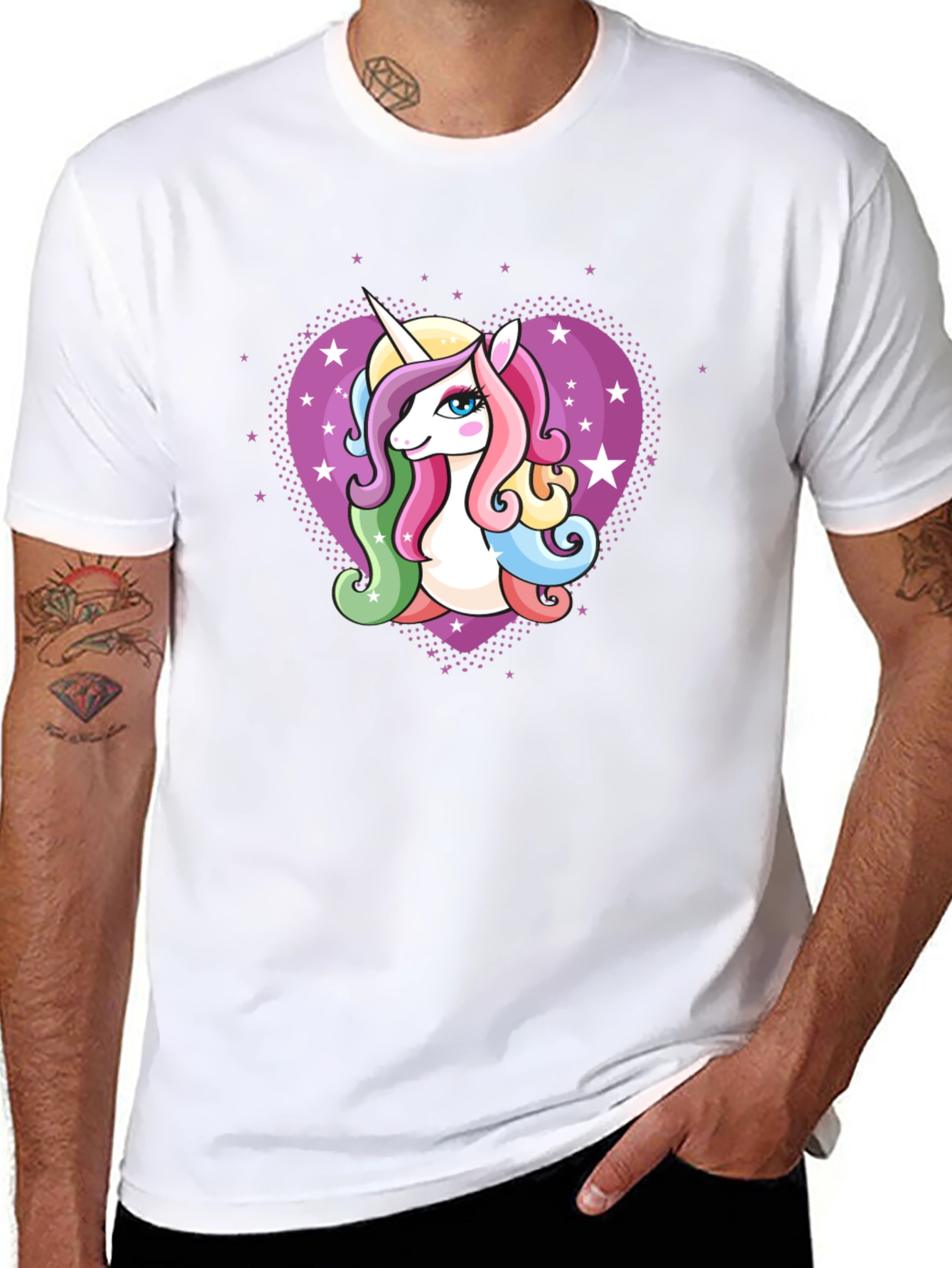 Unicorn Heart Graphic Black T-Shirt