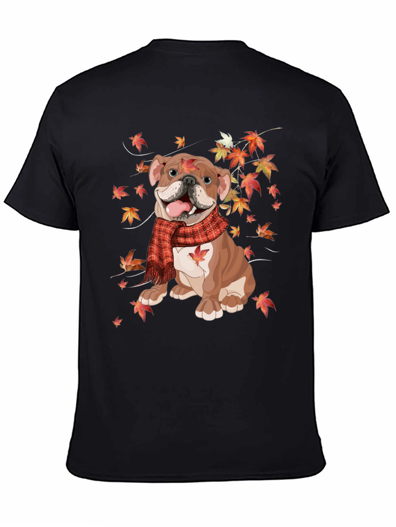 Autumn Bulldog T-Shirt - Cozy Fall Vibes