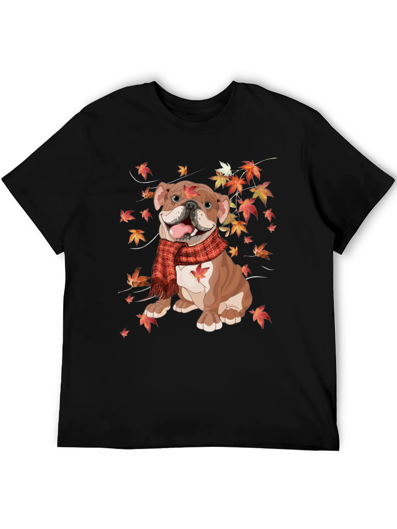 Autumn Bulldog T-Shirt - Cozy Fall Vibes