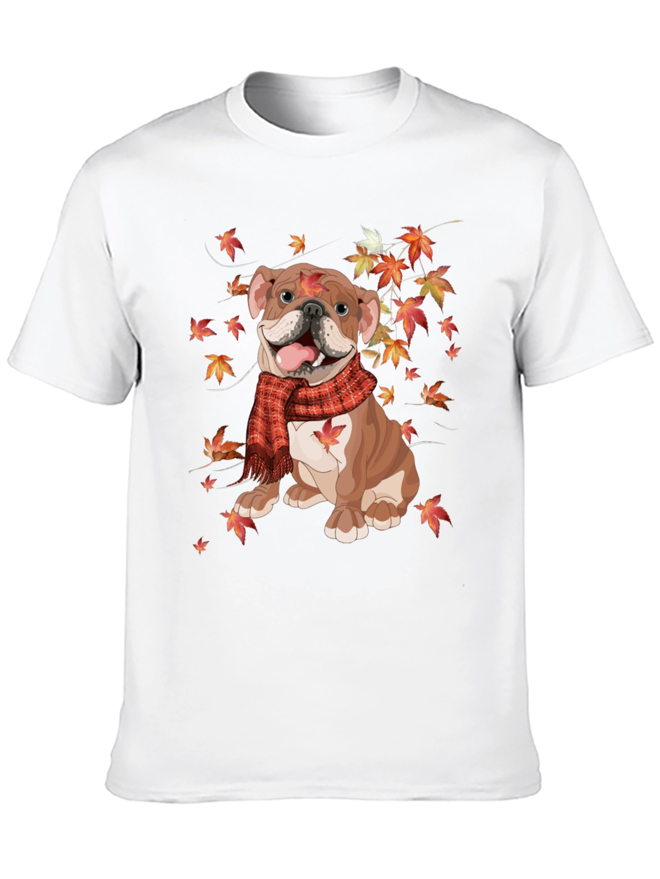 Autumn Bulldog T-Shirt - Cozy Fall Vibes