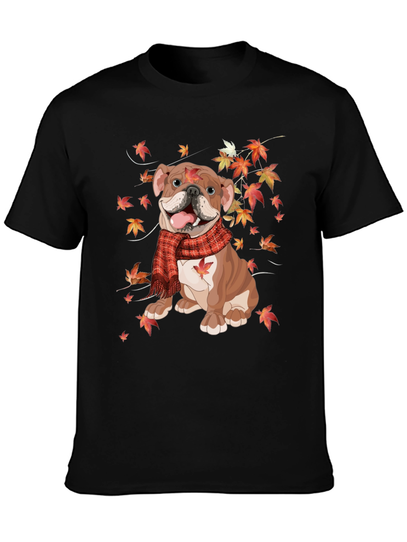 Autumn Bulldog T-Shirt - Cozy Fall Vibes