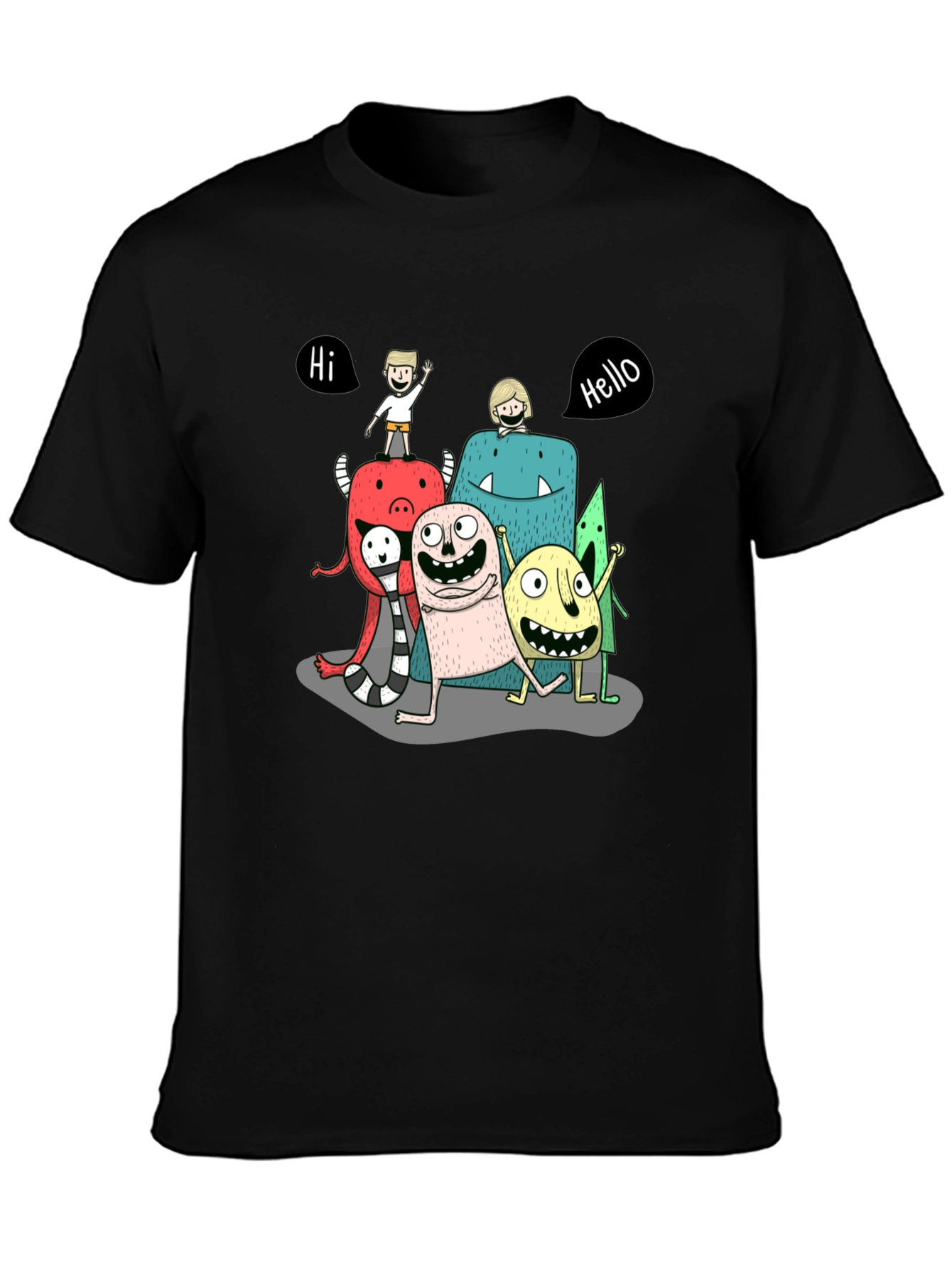Monster Crew Graphic Print Black T-Shirt