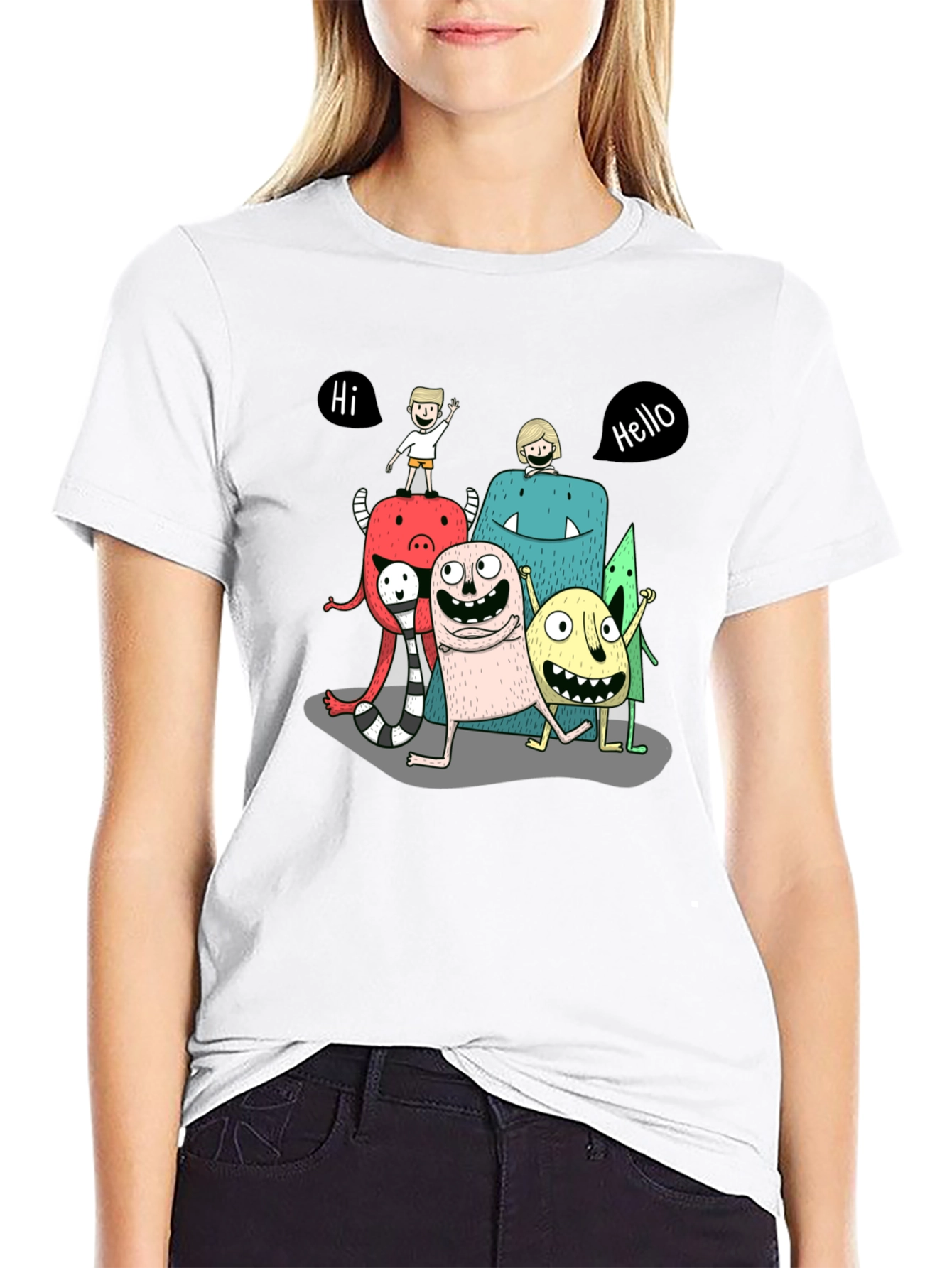 Monster Crew Graphic Print Black T-Shirt