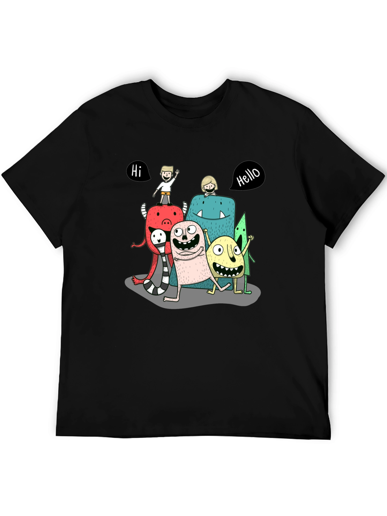 Monster Crew Graphic Print Black T-Shirt