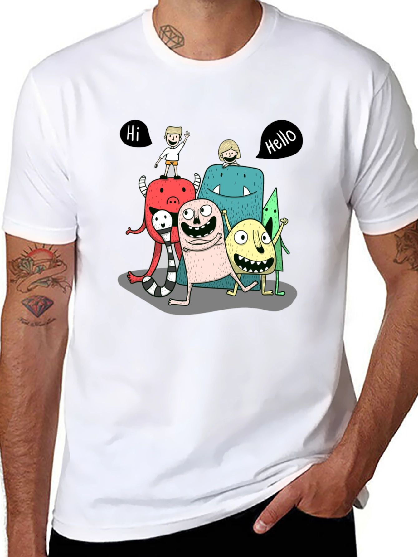Monster Crew Graphic Print Black T-Shirt