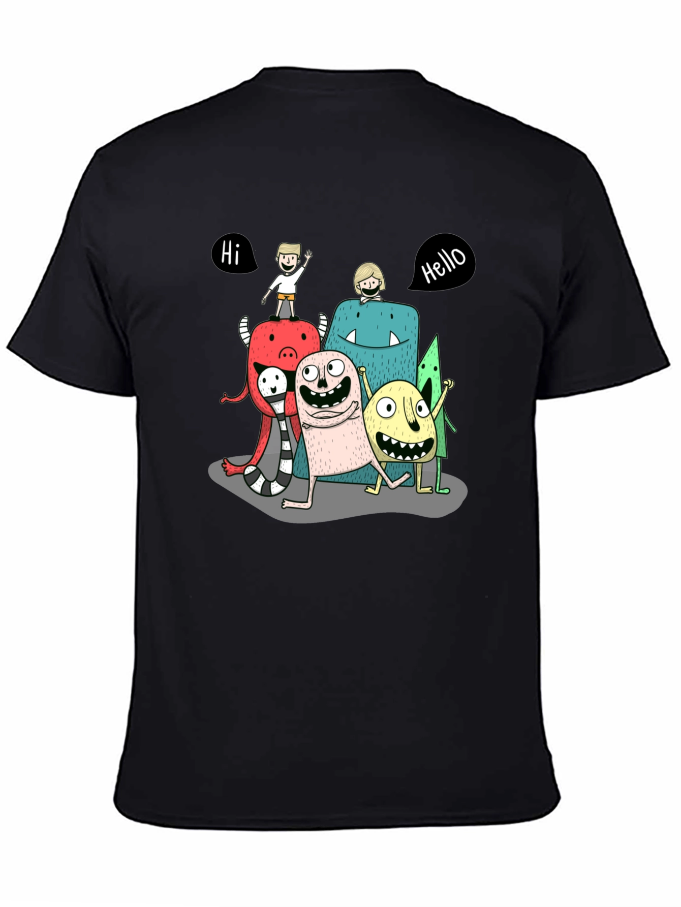 Monster Crew Graphic Print Black T-Shirt