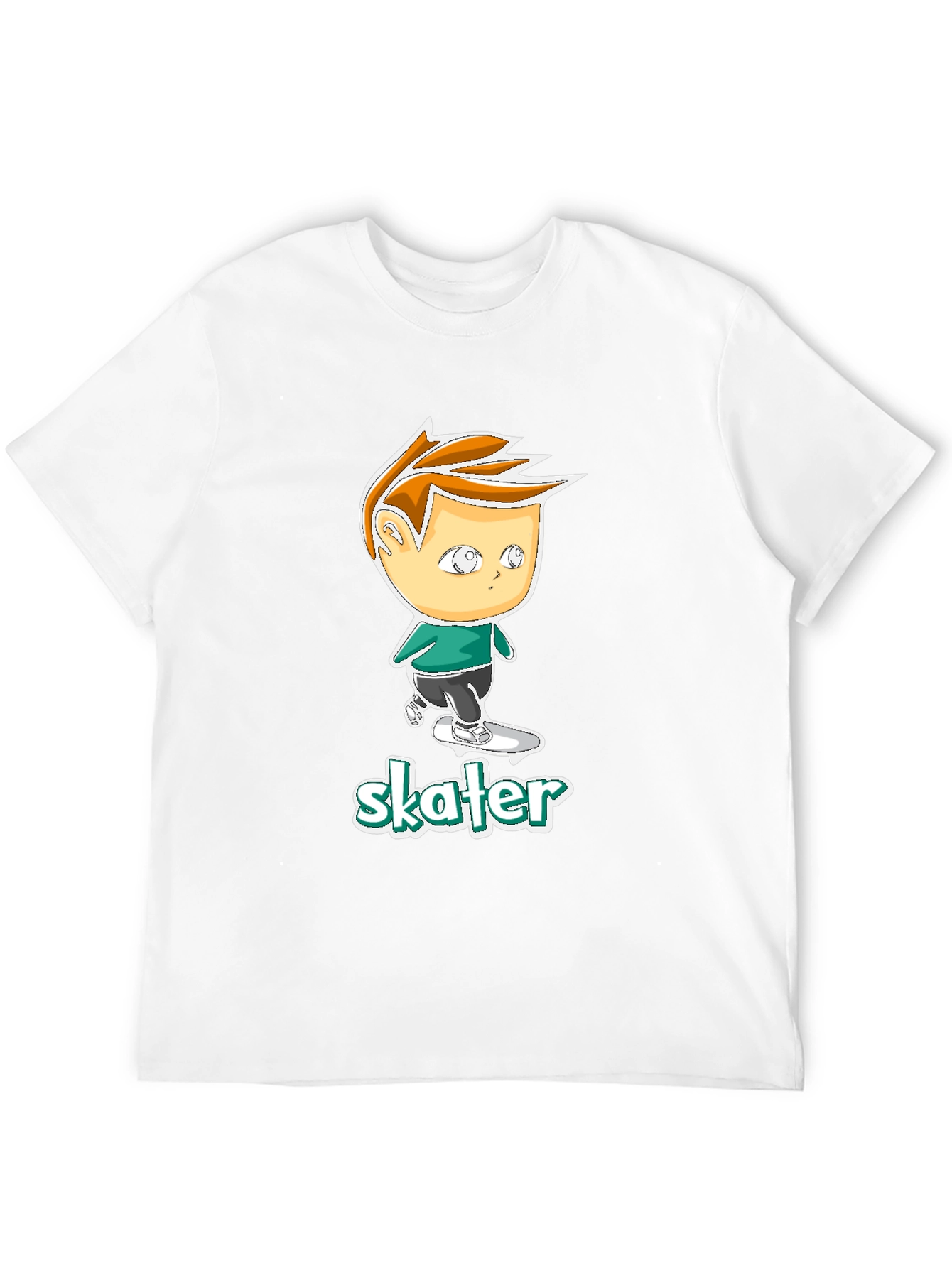 Cool Skater Boy Cartoon Black T-Shirt