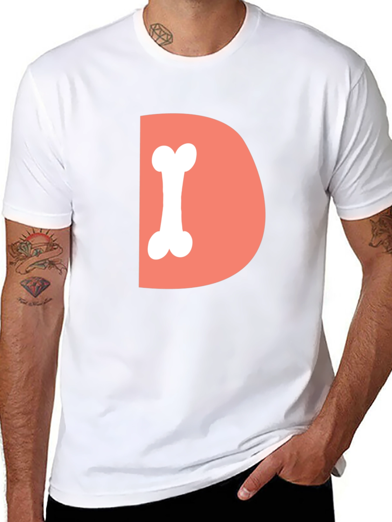 Funny Dog Bone Letter D Graphic Tee