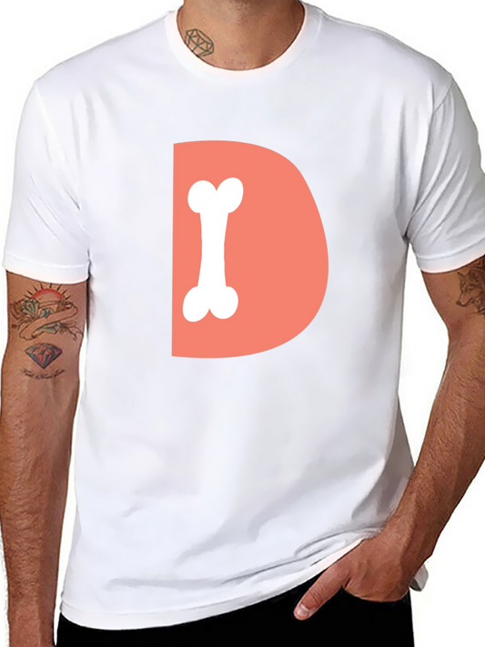 Funny Dog Bone Letter D Graphic Tee