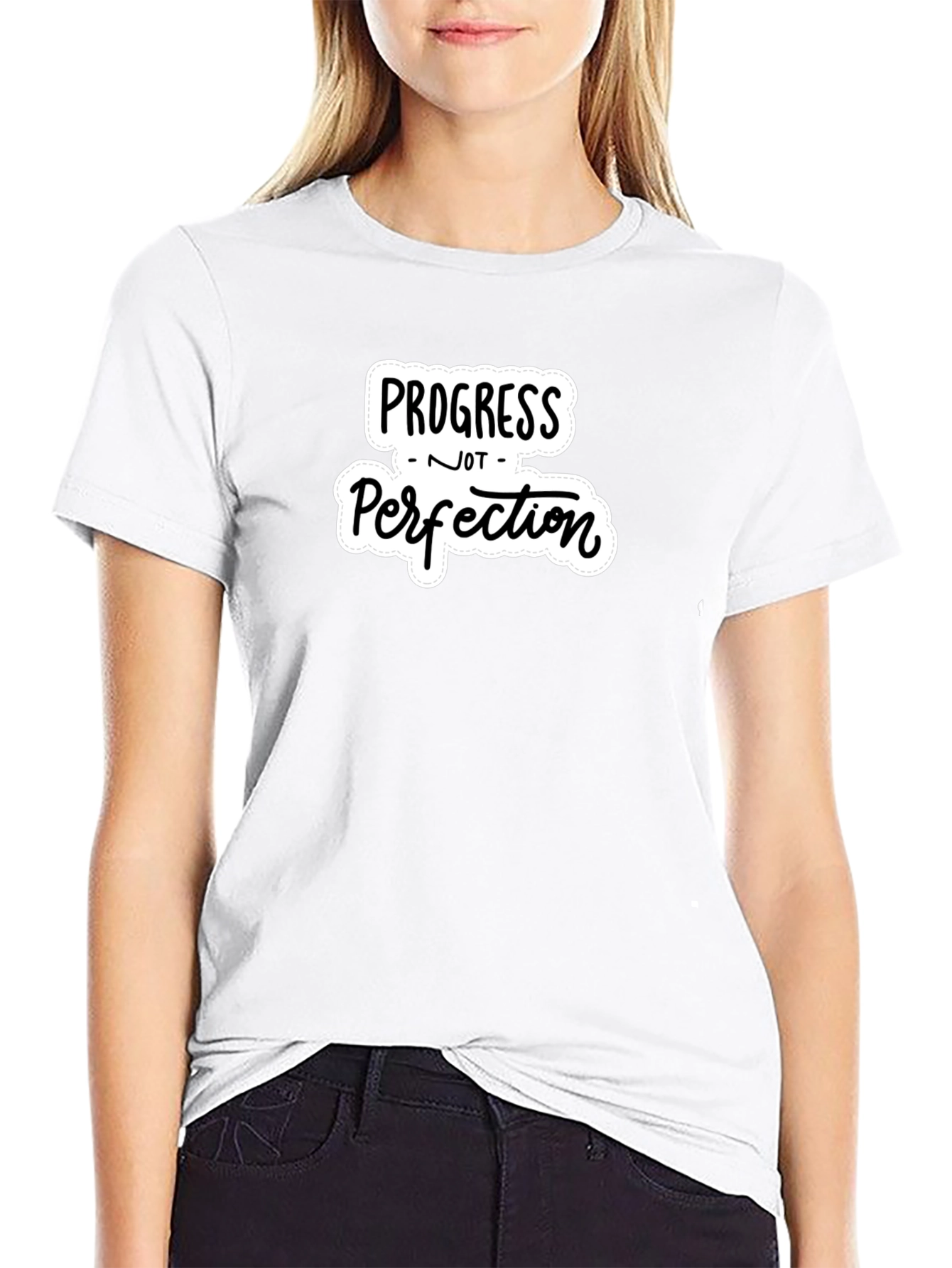 Progress Not Perfection Graphic Tee - Black
