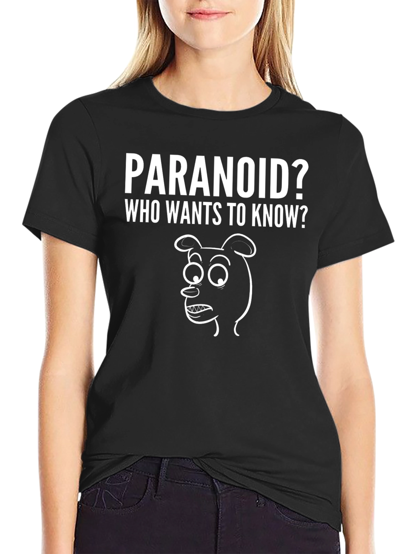 Paranoid? Graphic T-Shirt - Funny Cartoon Bear Tee