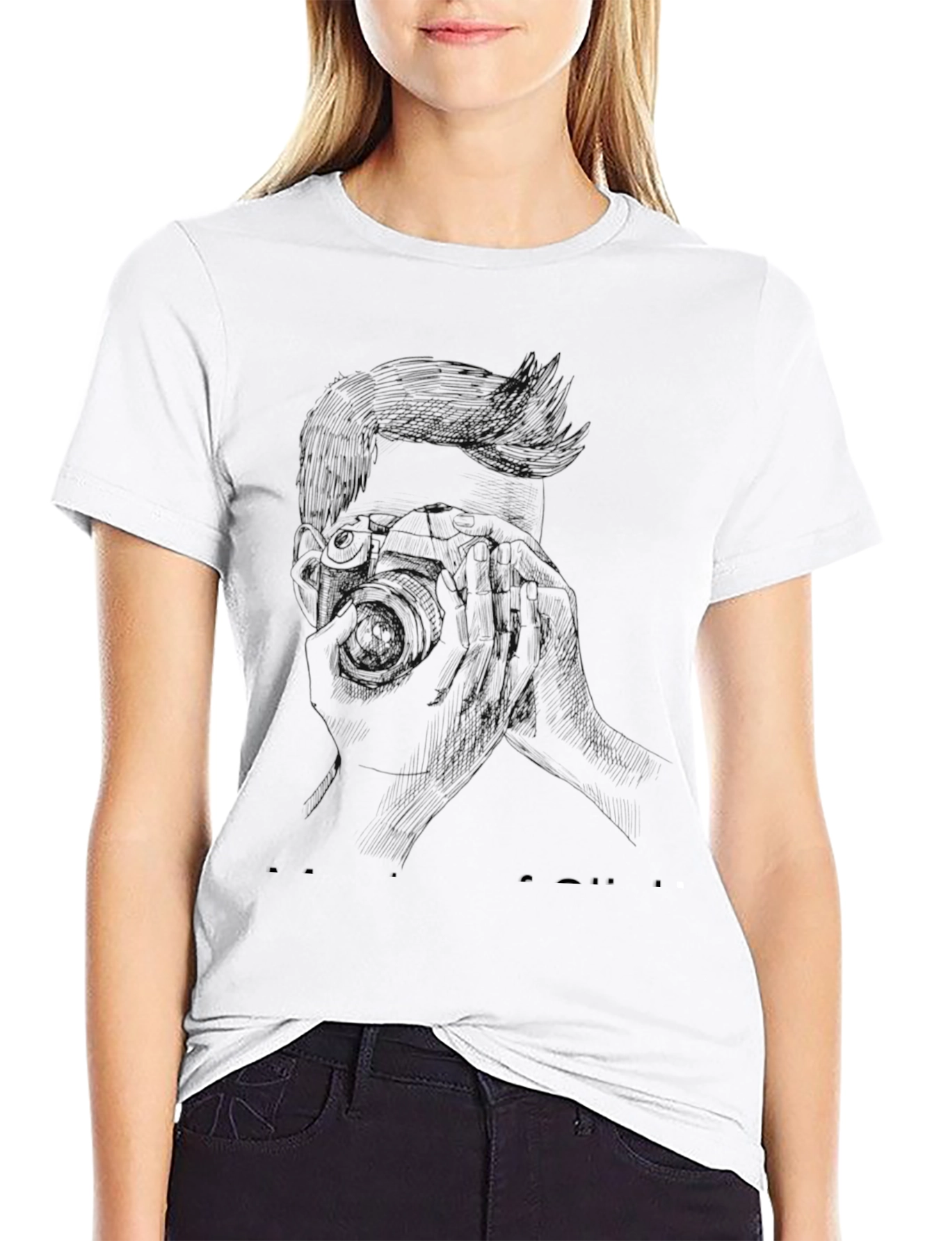 Retro Photographer Sketch Black Tee